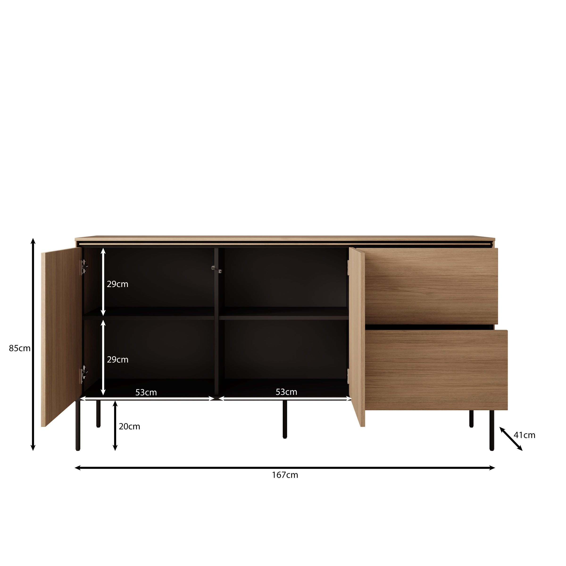 Vicious - Dressoir - Eiken - 167x41x85 cm