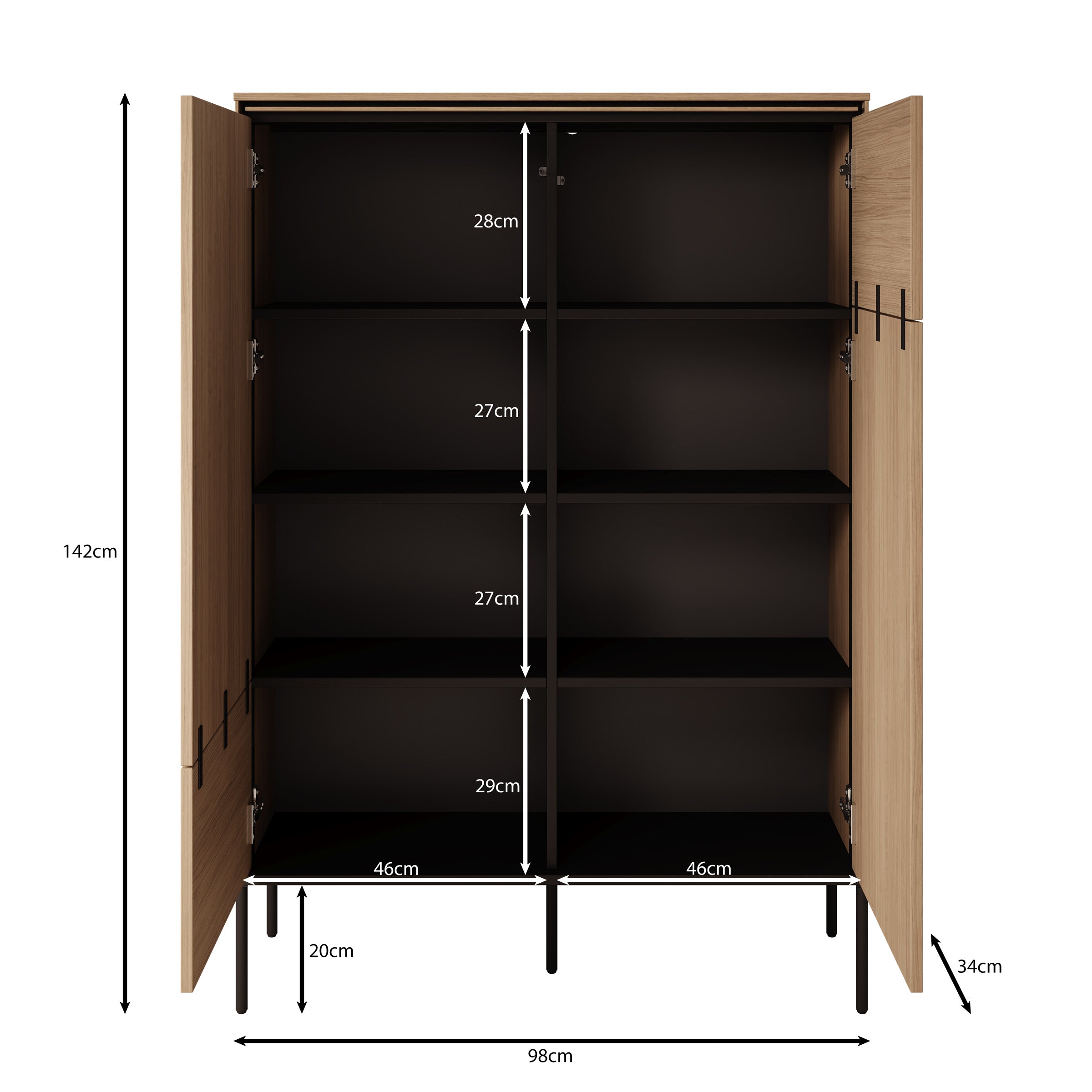 Vicious - Dressoir - Eiken - 98x34x142 cm
