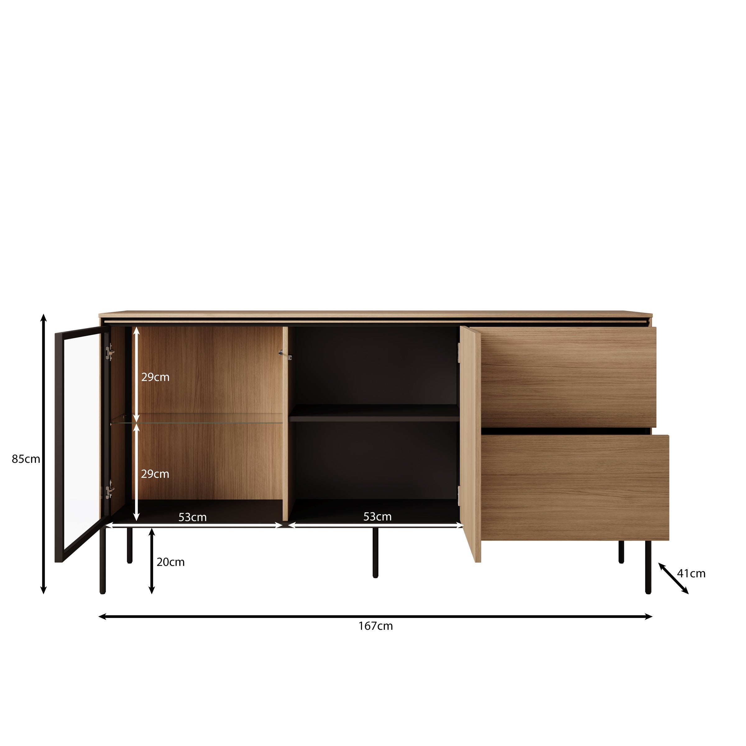 Vicious - Dressoir met LED - Eiken - 167x41x85 cm