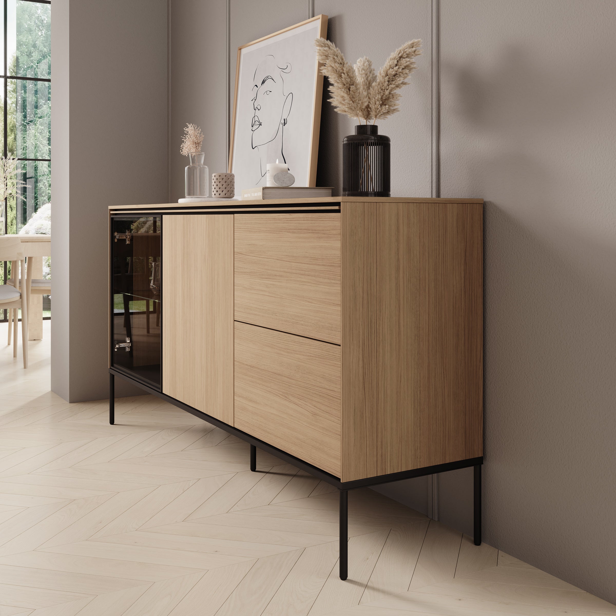 Vicious - Dressoir met LED - Eiken - 167x41x85 cm