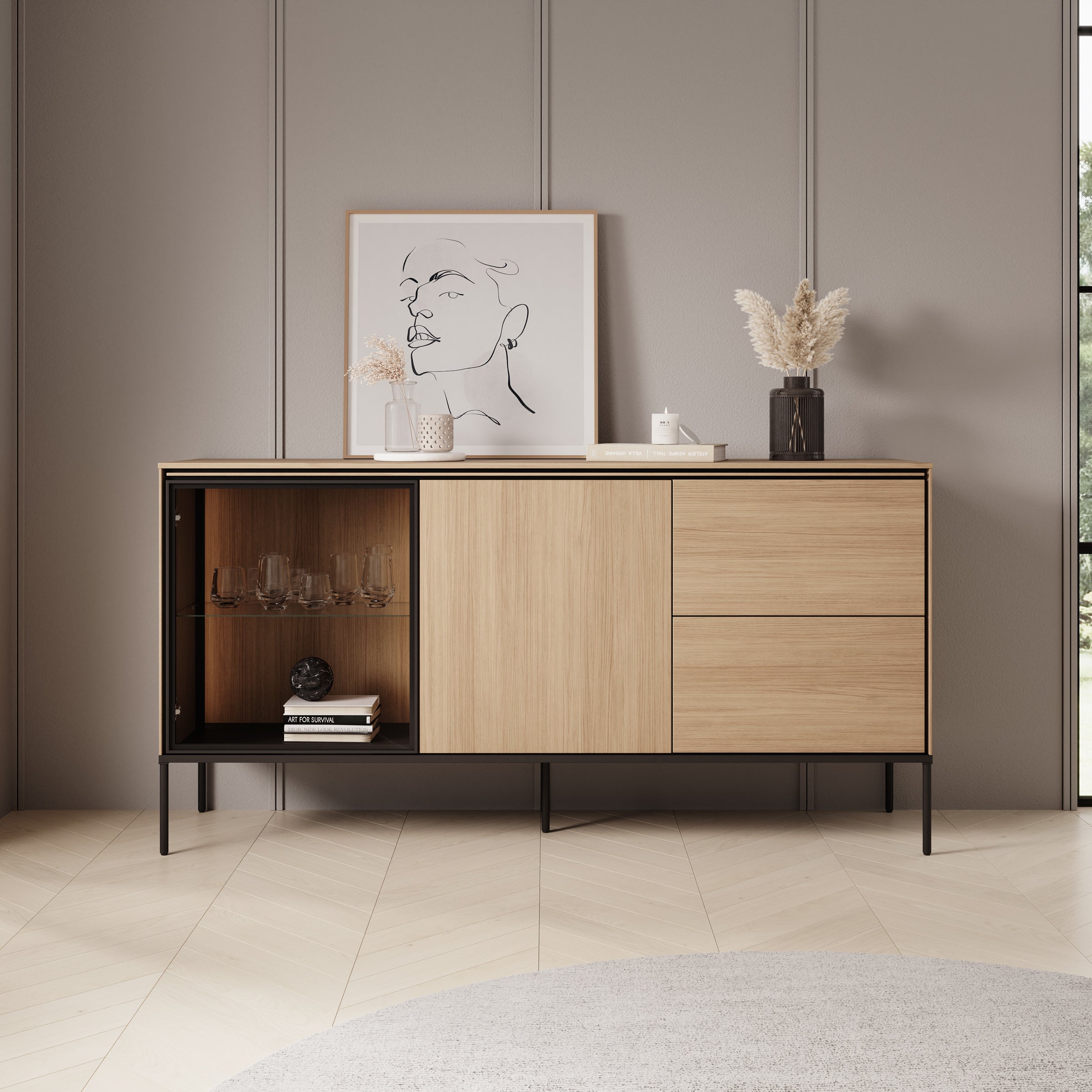 Vicious - Dressoir met LED - Eiken - 167x41x85 cm