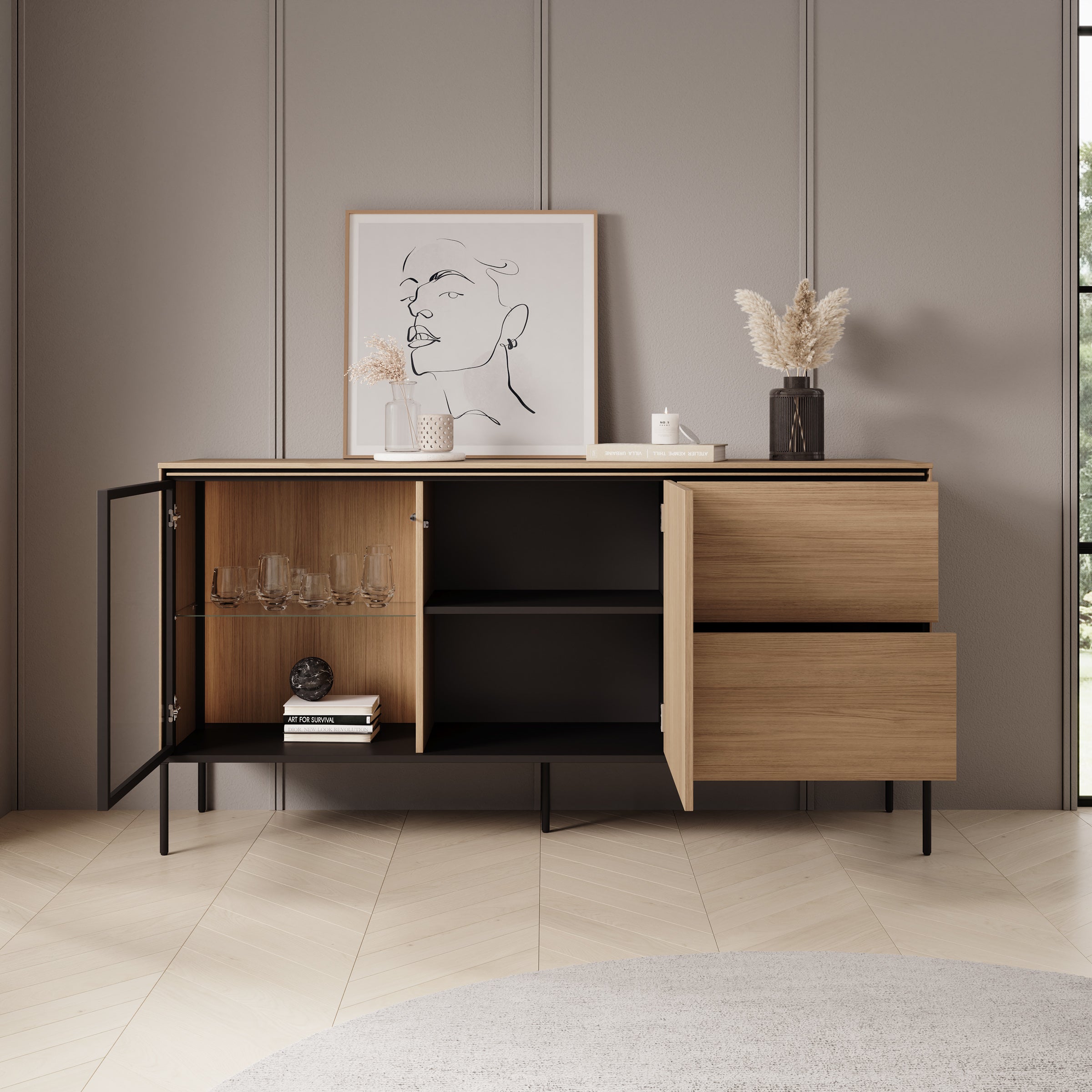 Vicious - Dressoir met LED - Eiken - 167x41x85 cm