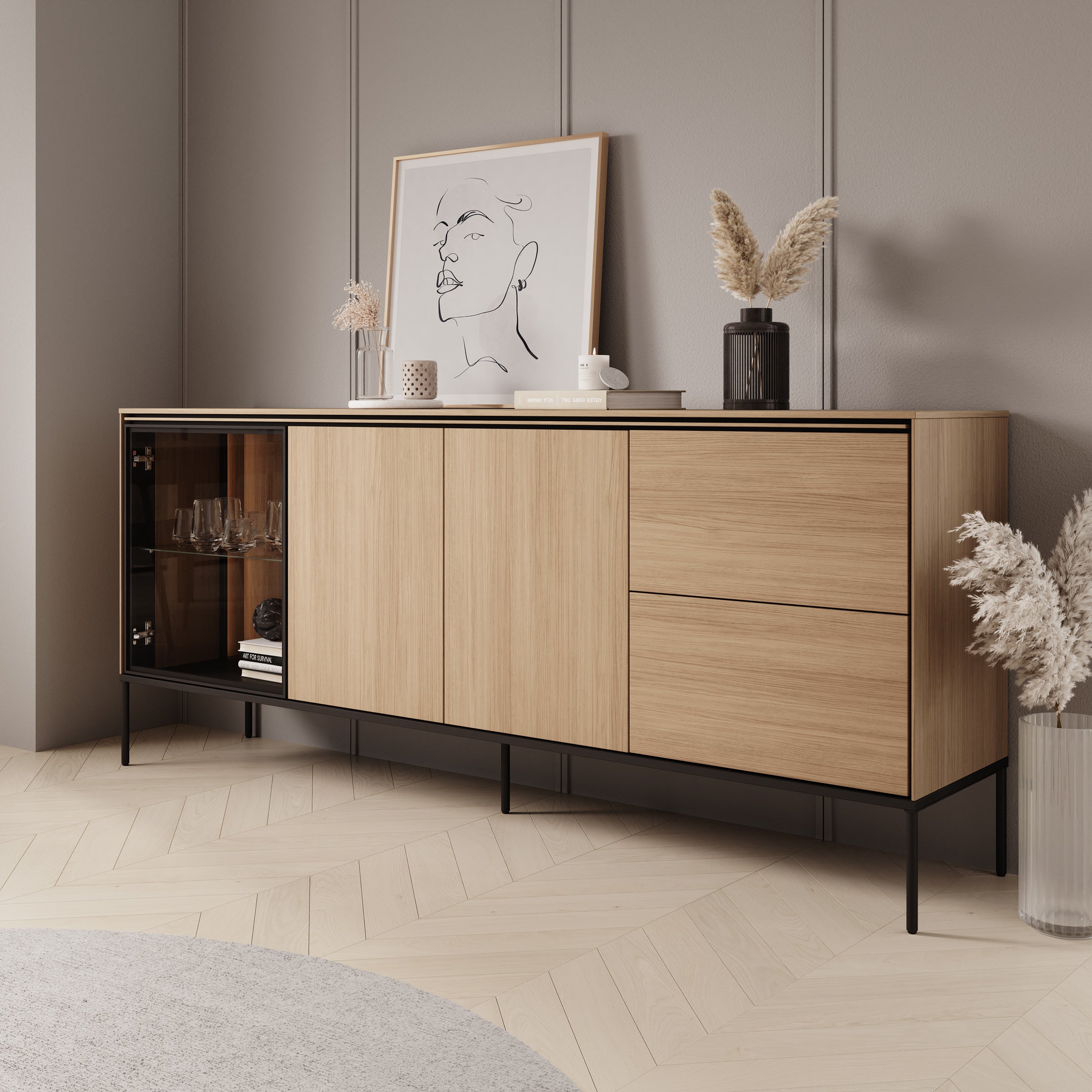 Vicious - Dressoir met LED - Eiken - 201x41x85 cm