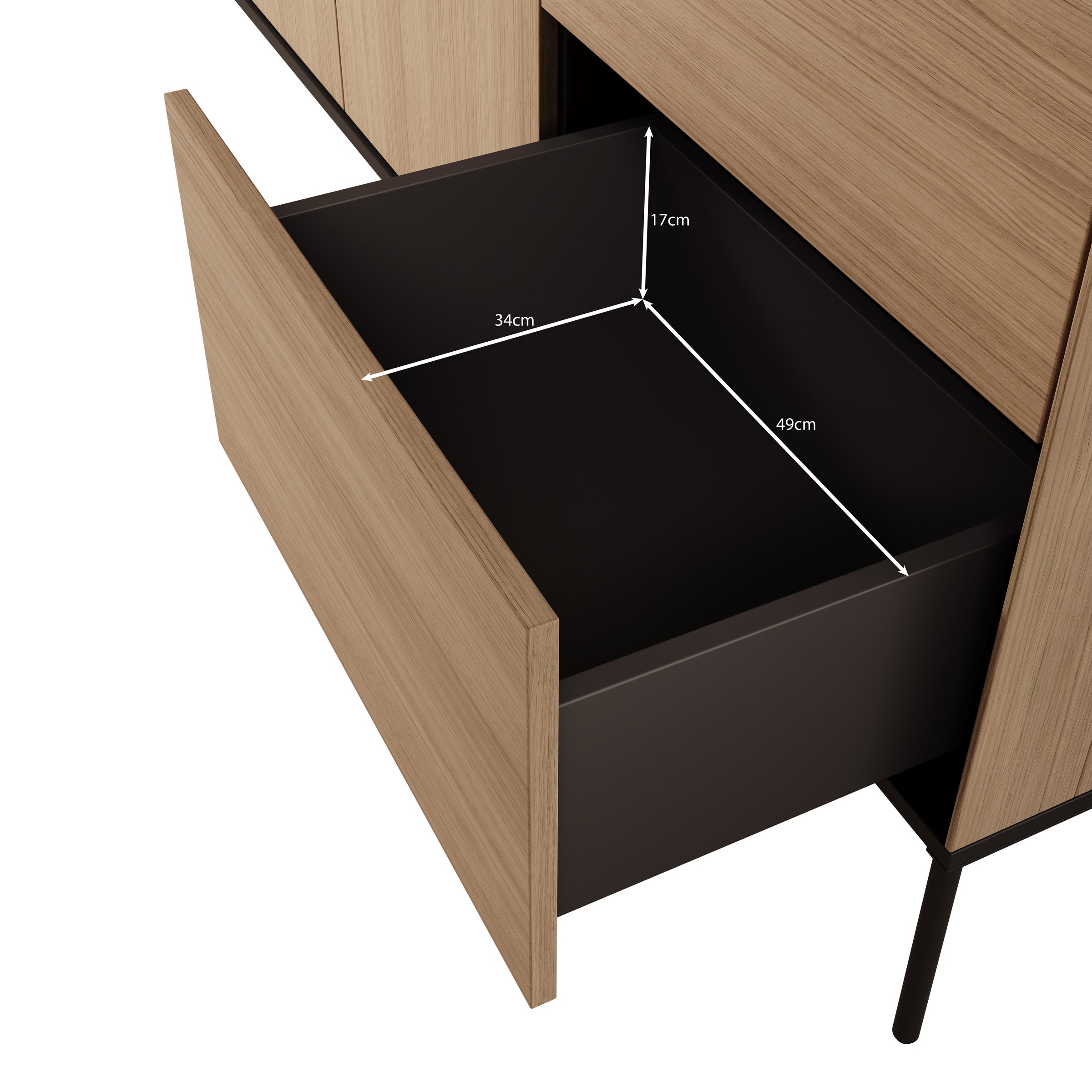 Vicious - Dressoir met LED - Eiken - 201x41x85 cm