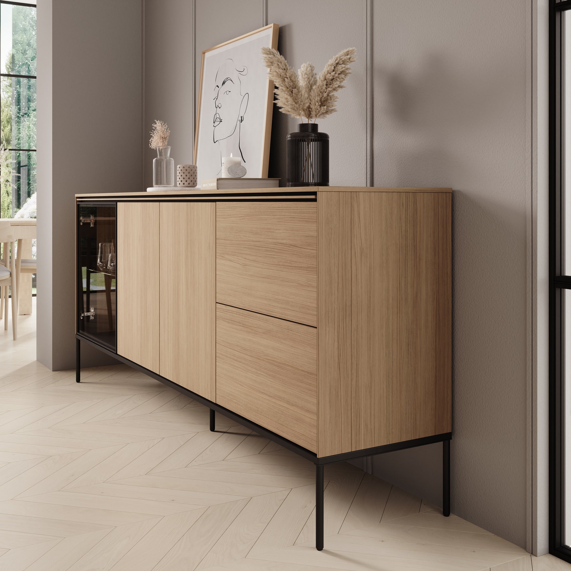 Vicious - Dressoir met LED - Eiken - 201x41x85 cm