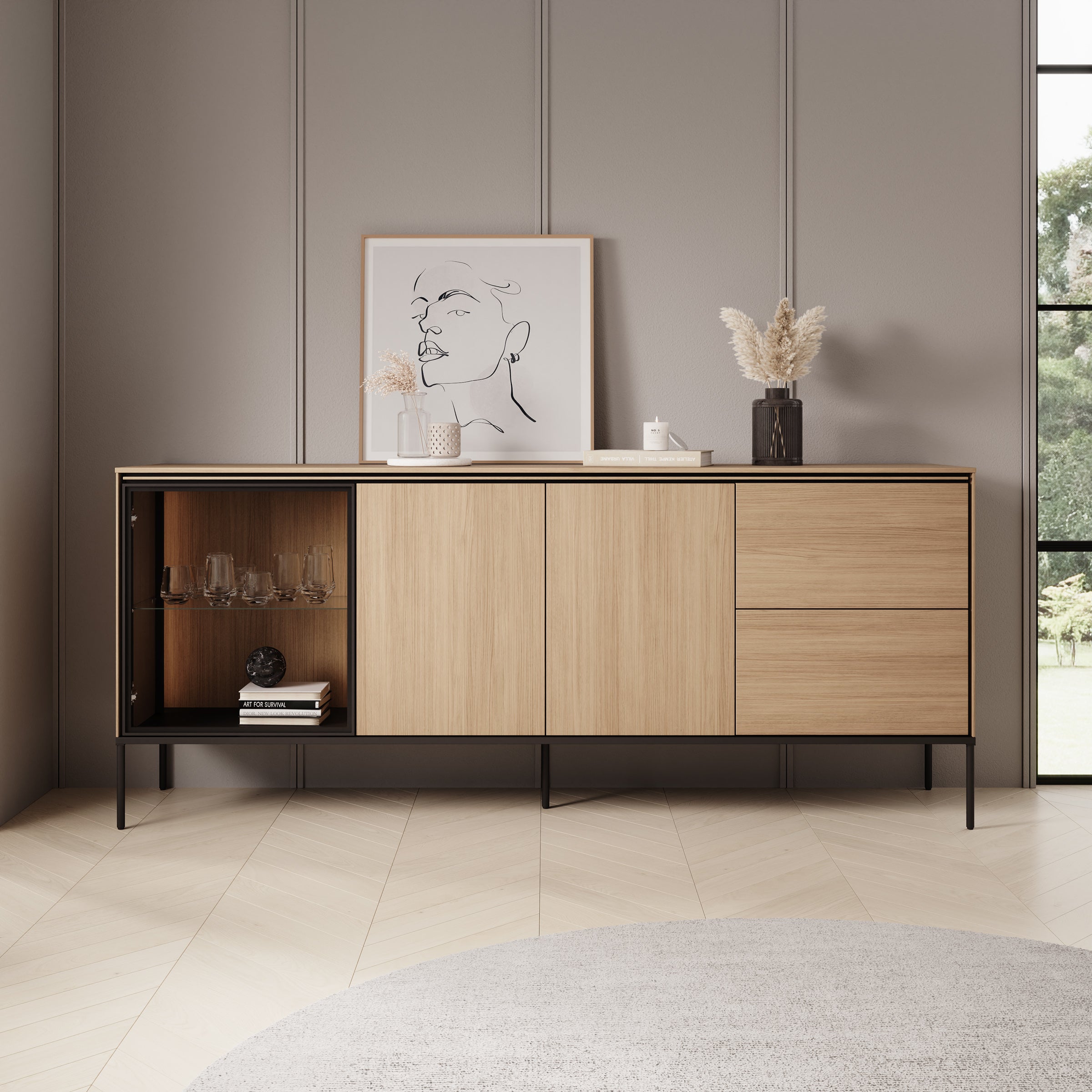 Vicious - Dressoir met LED - Eiken - 201x41x85 cm