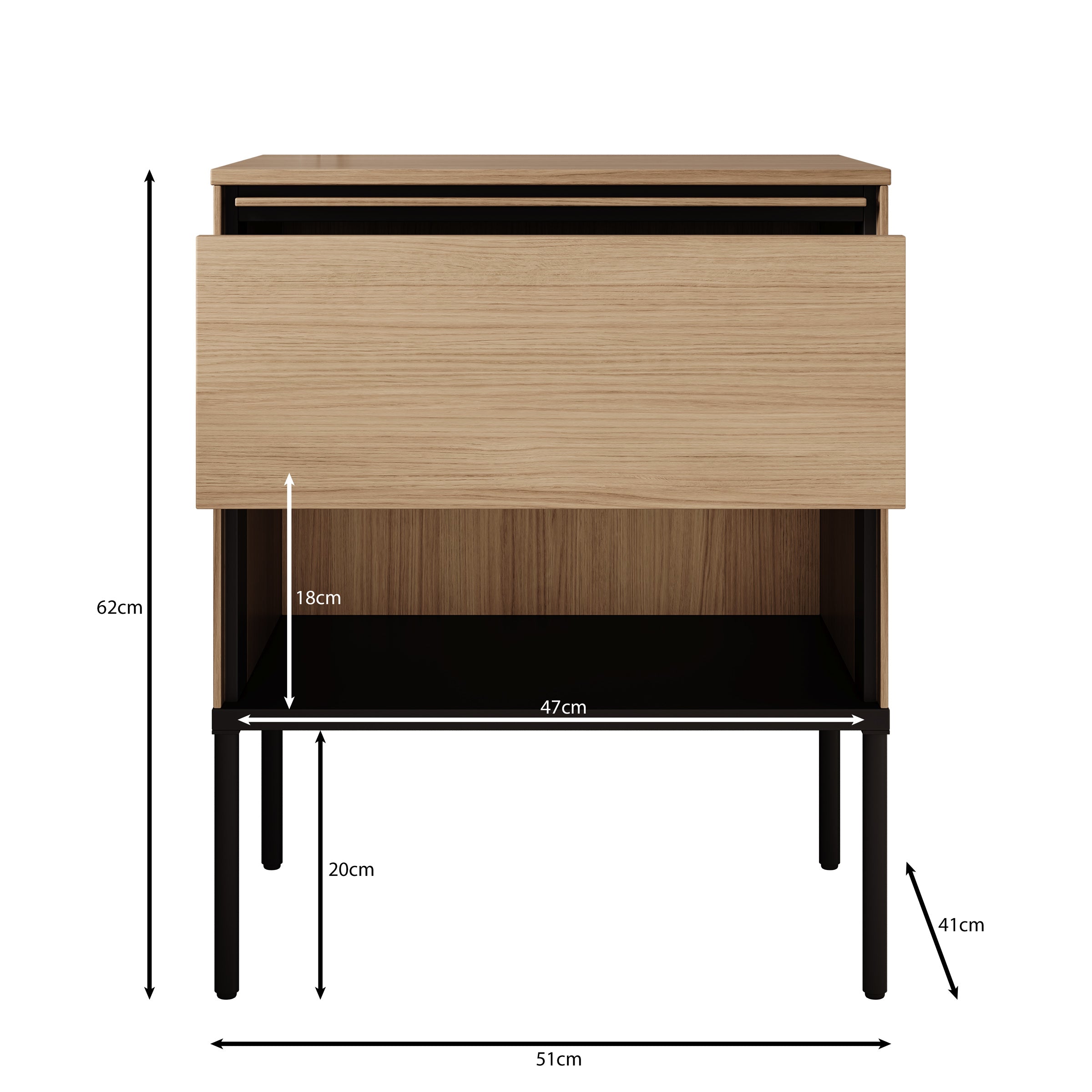 Vicious - Nachtkastje - Eiken - 51x41x62 cm