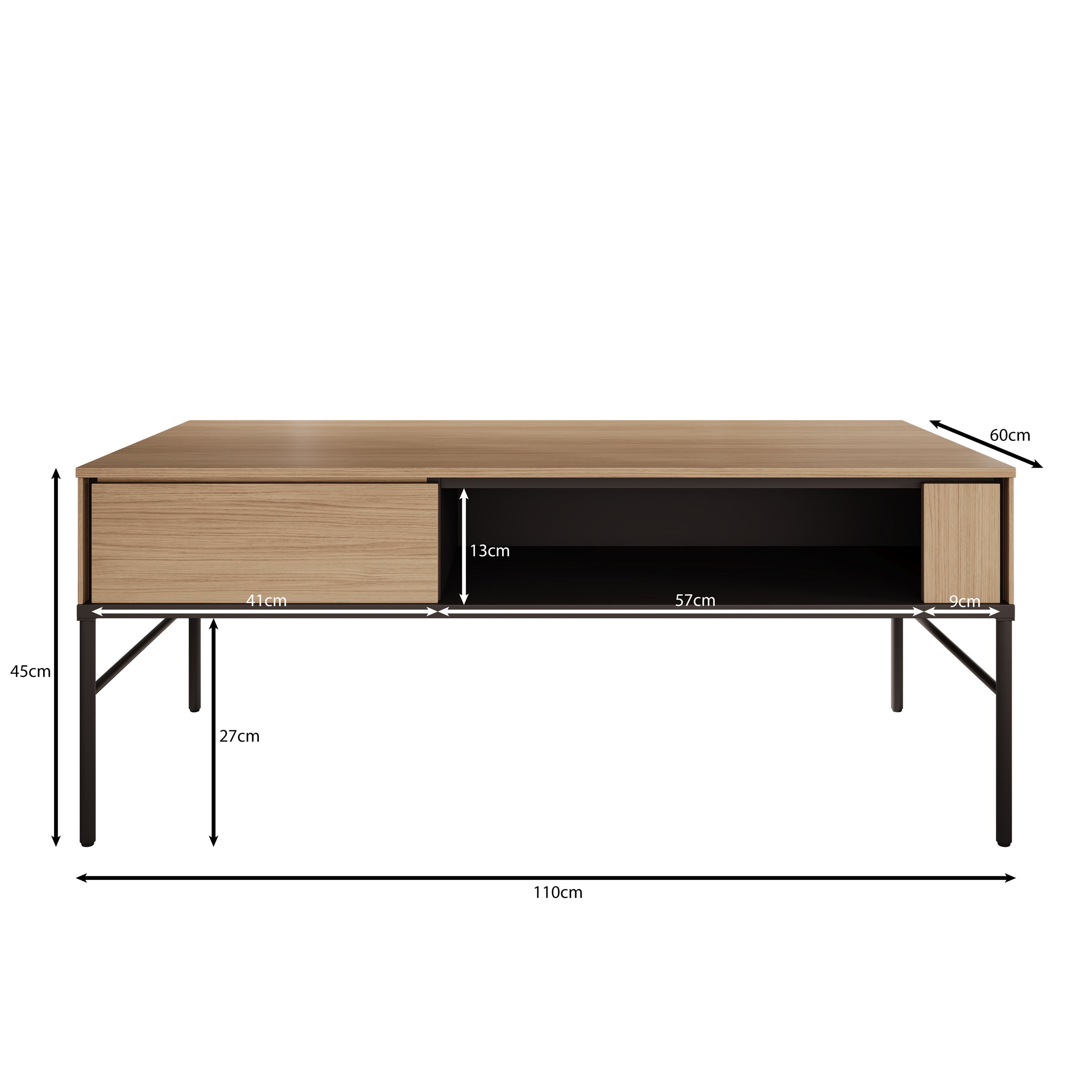 Vicious - Salontafel - Eiken - 110x60x45 cm