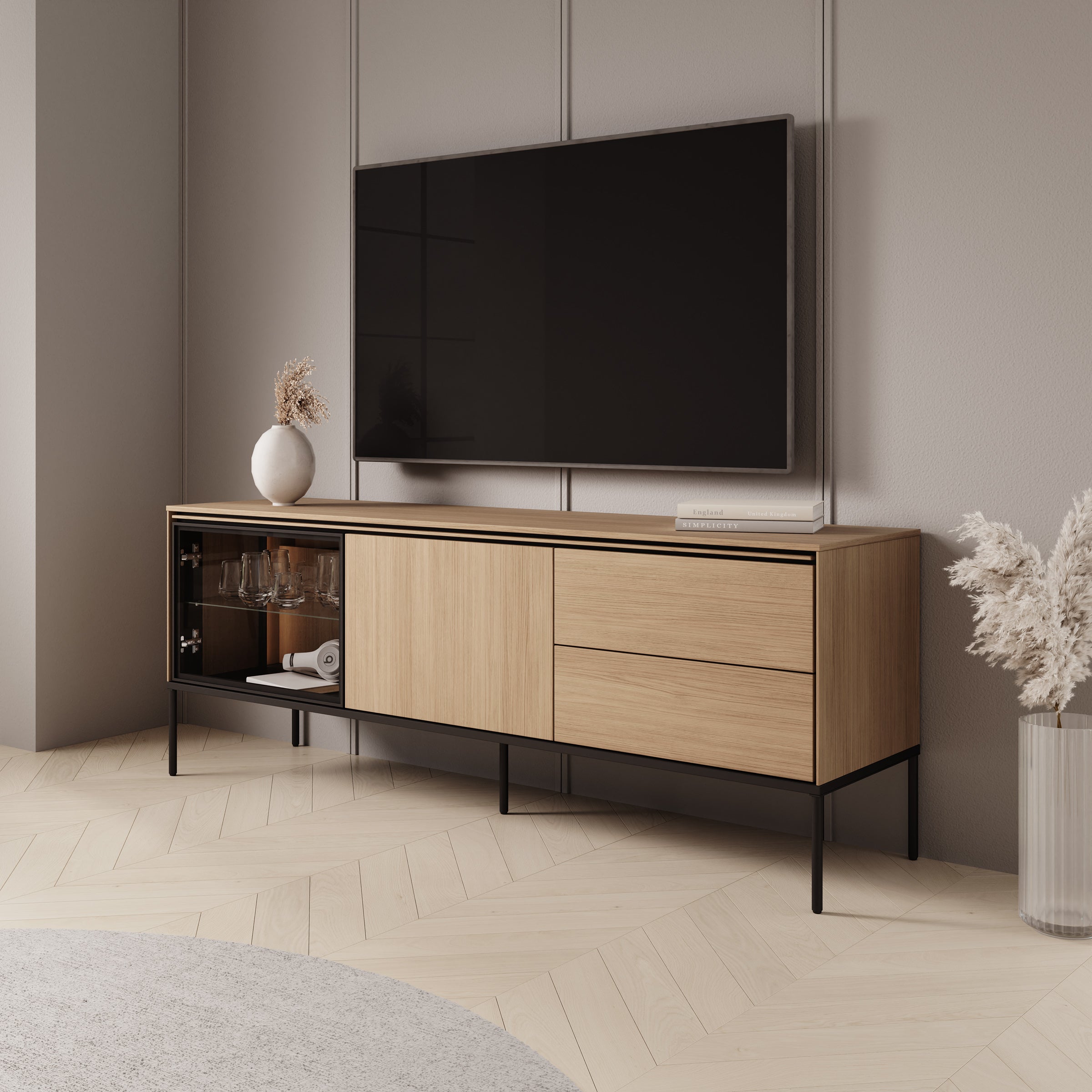 Vicious - TV-Meubel met LED - Eiken - 167x41x62 cm