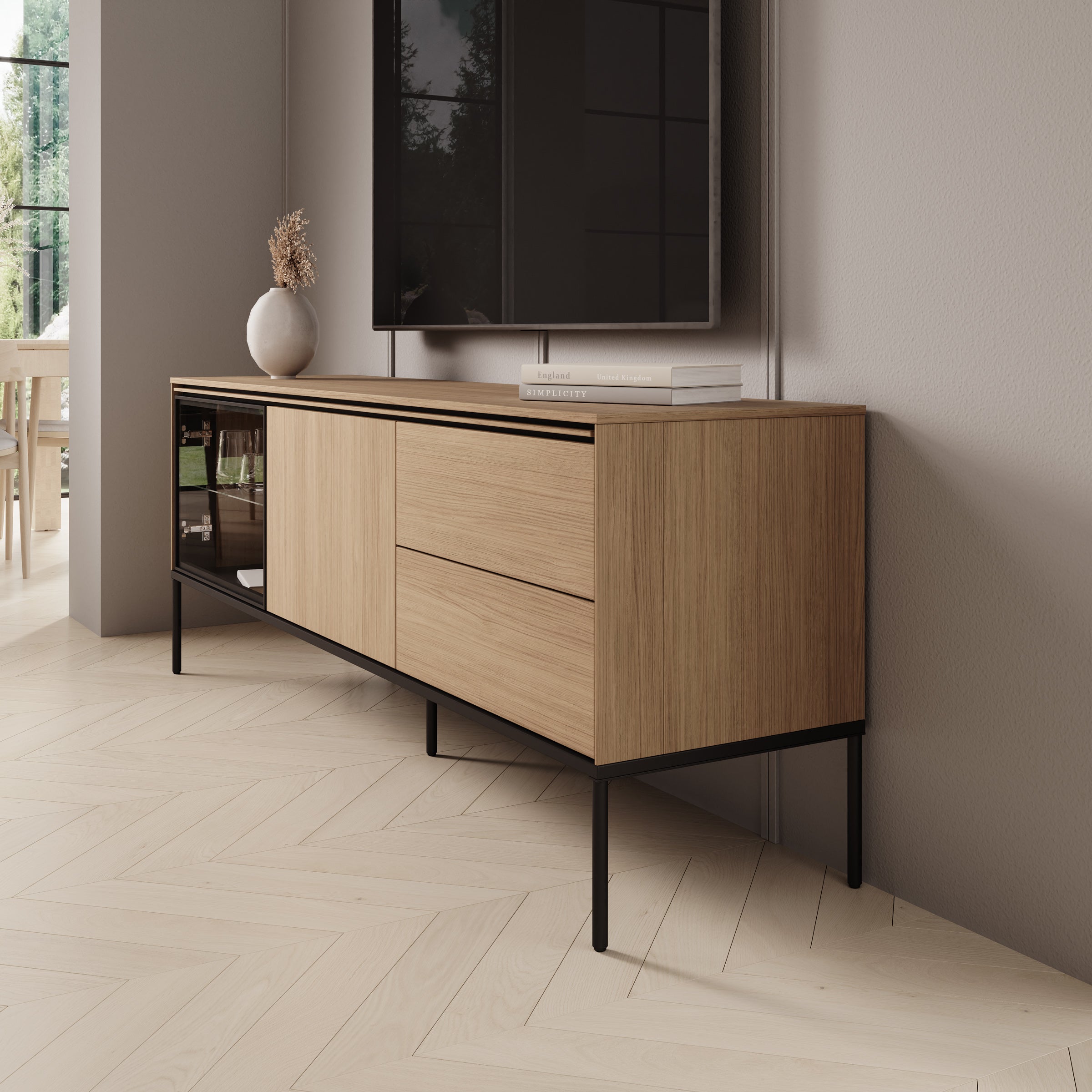 Vicious - TV-Meubel met LED - Eiken - 167x41x62 cm