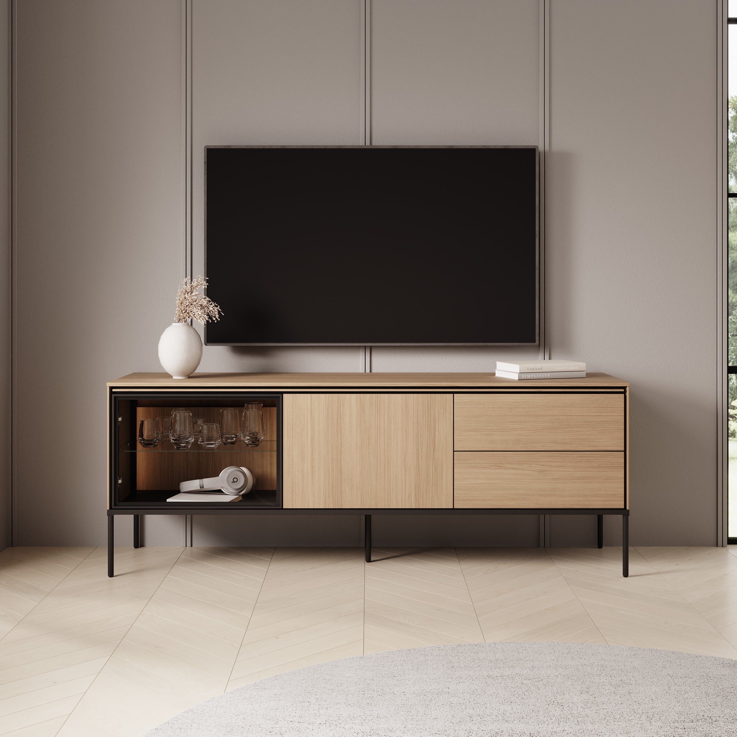 Vicious - TV-Meubel met LED - Eiken - 167x41x62 cm