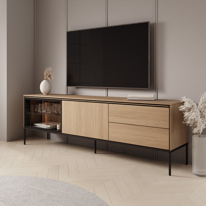 Vicious - TV-Meubel met LED - Eiken - 197x41x62 cm