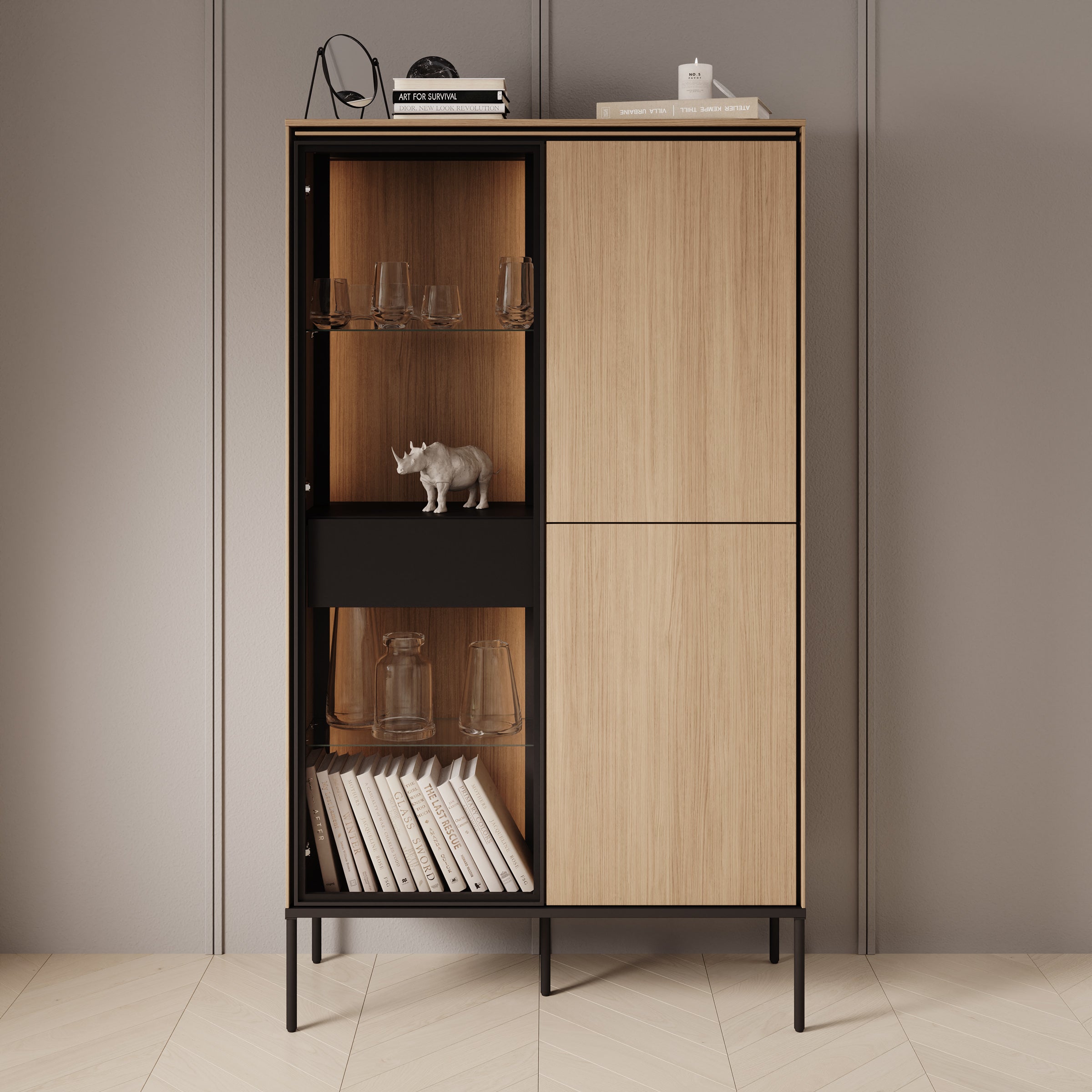 Vicious - Vitrinekast - Eiken - 91x34x158 cm