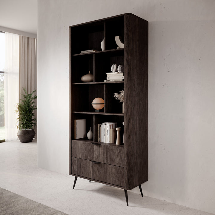 Victoria - Boekenkast - Donker eiken - 88x38x194 cm