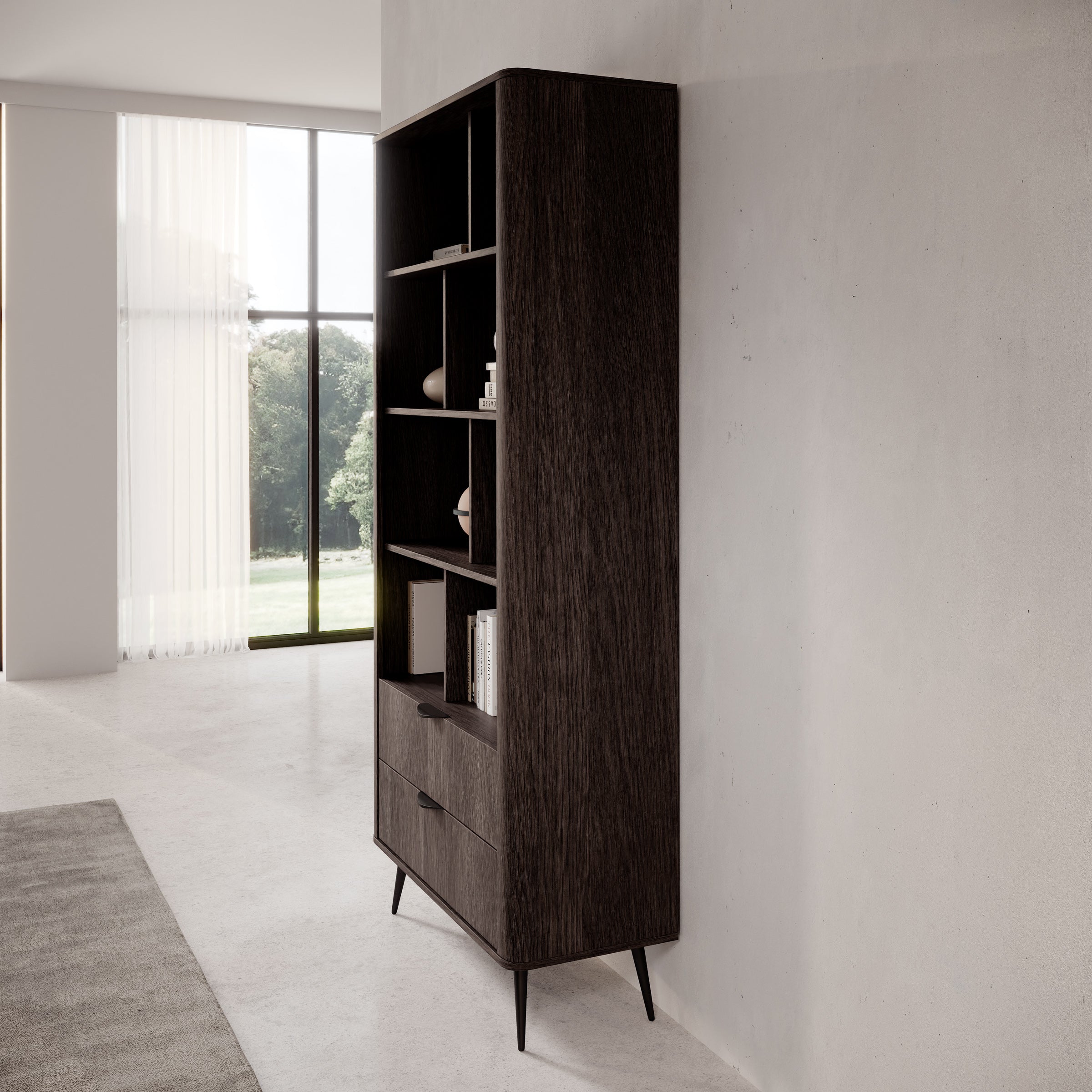 Victoria - Boekenkast - Donker eiken - 88x38x194 cm