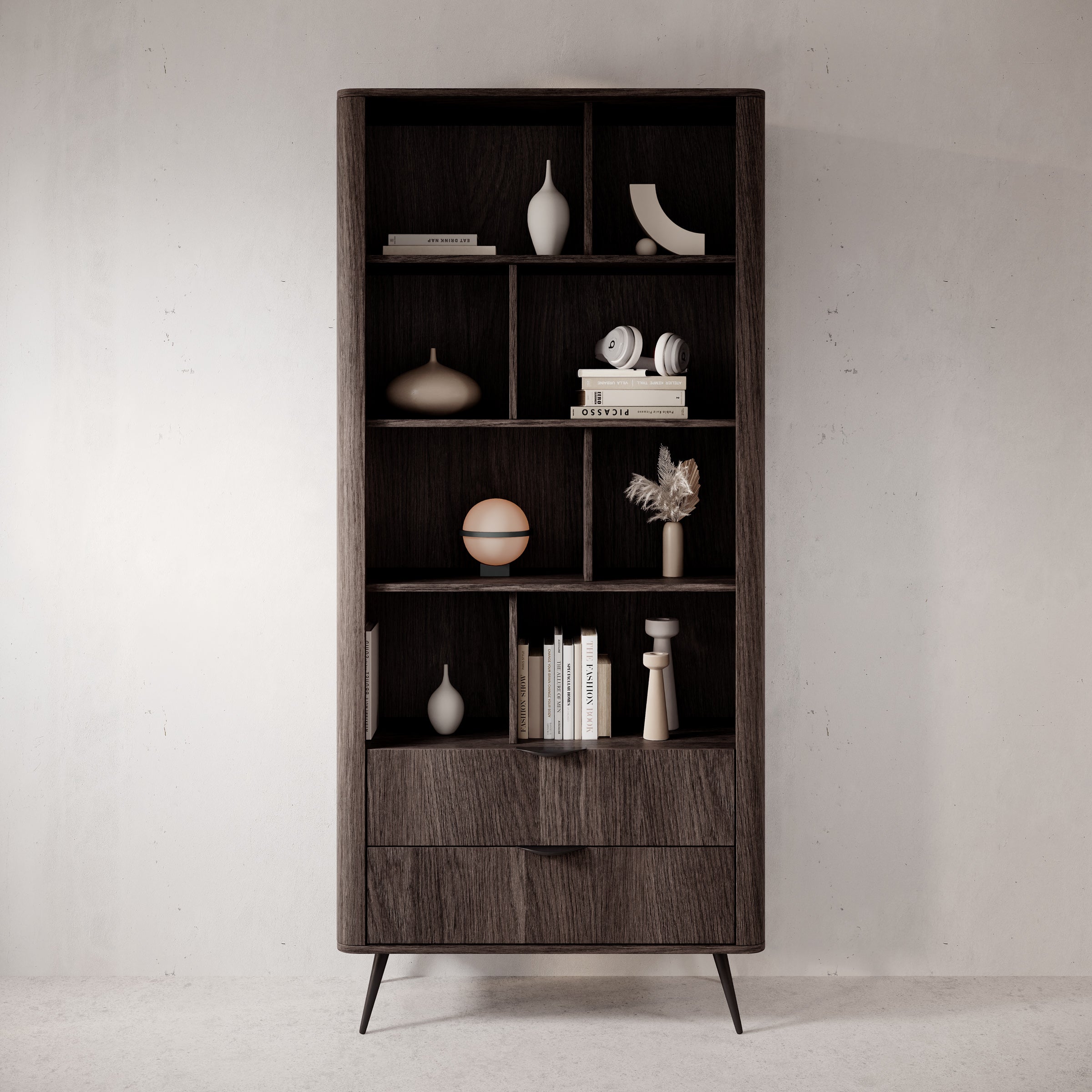 Victoria - Boekenkast - Donker eiken - 88x38x194 cm