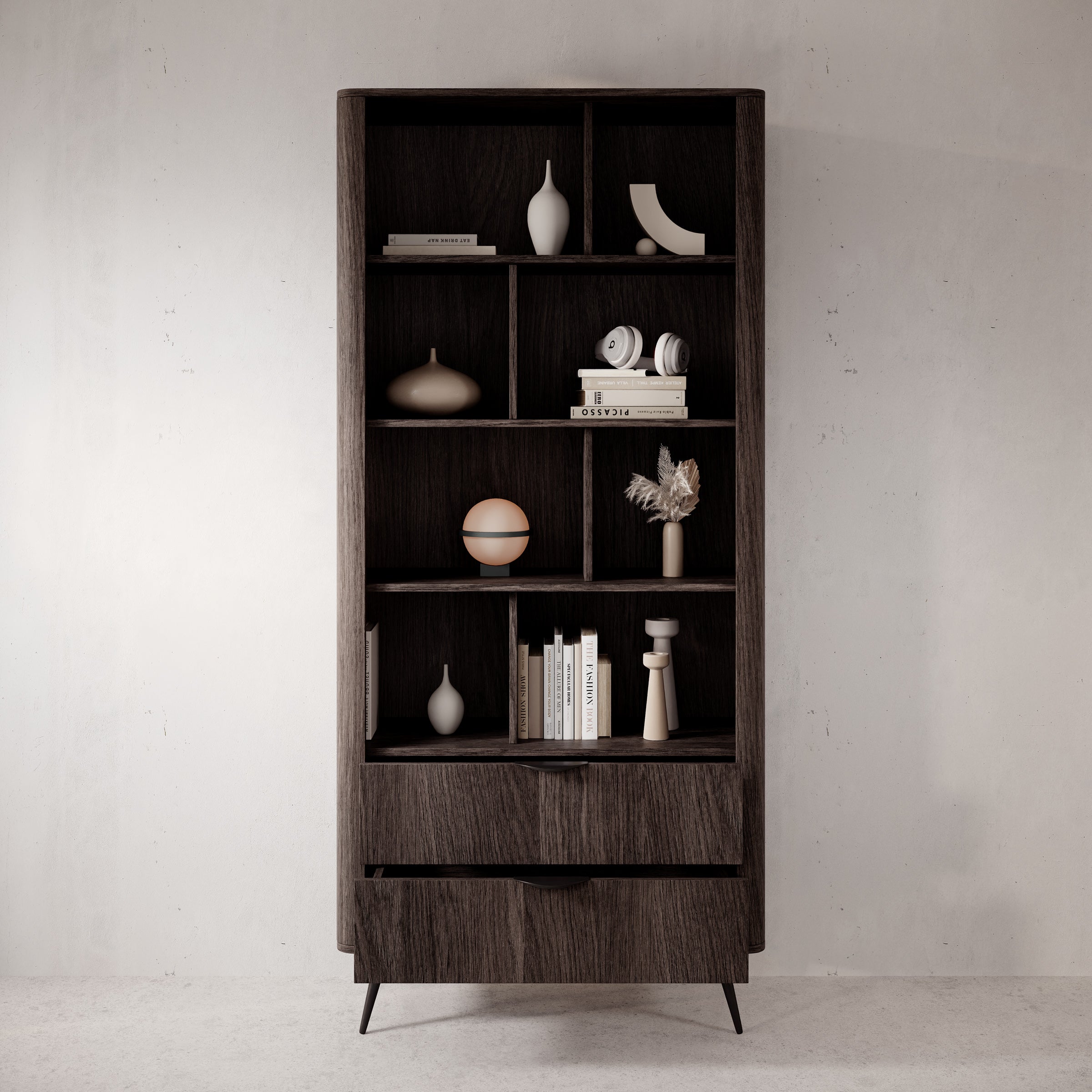 Victoria - Boekenkast - Donker eiken - 88x38x194 cm