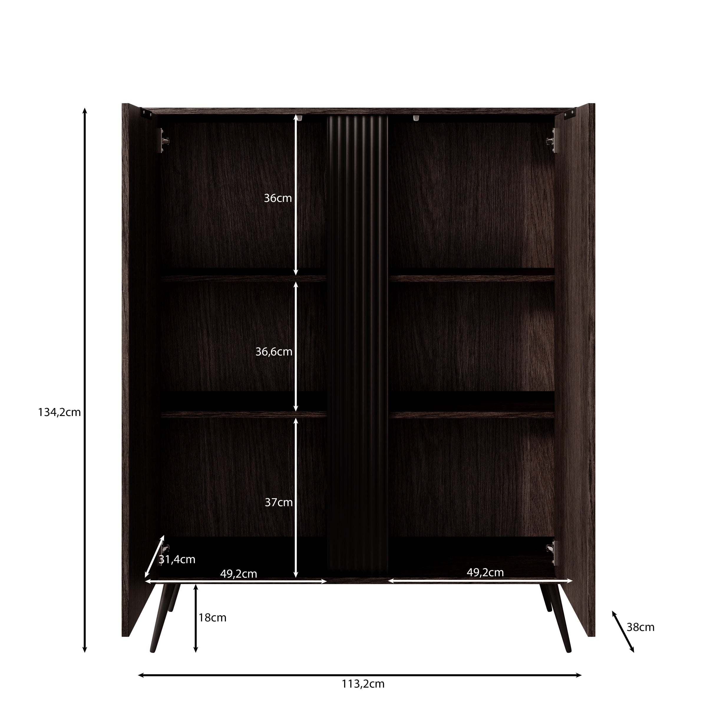 Victoria - Dressoir - Donker eiken - 113x38x134 cm