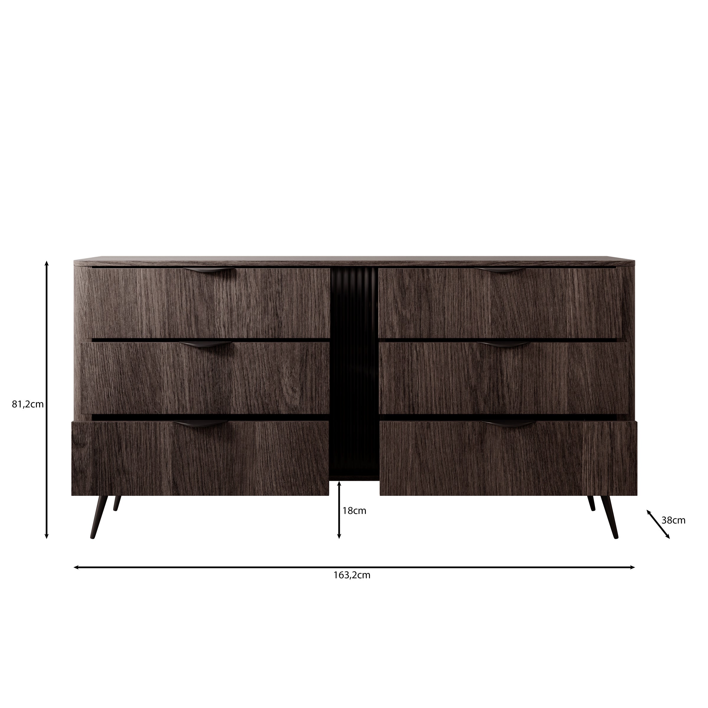 Victoria - Dressoir - Donker eiken - 163x38x81 cm