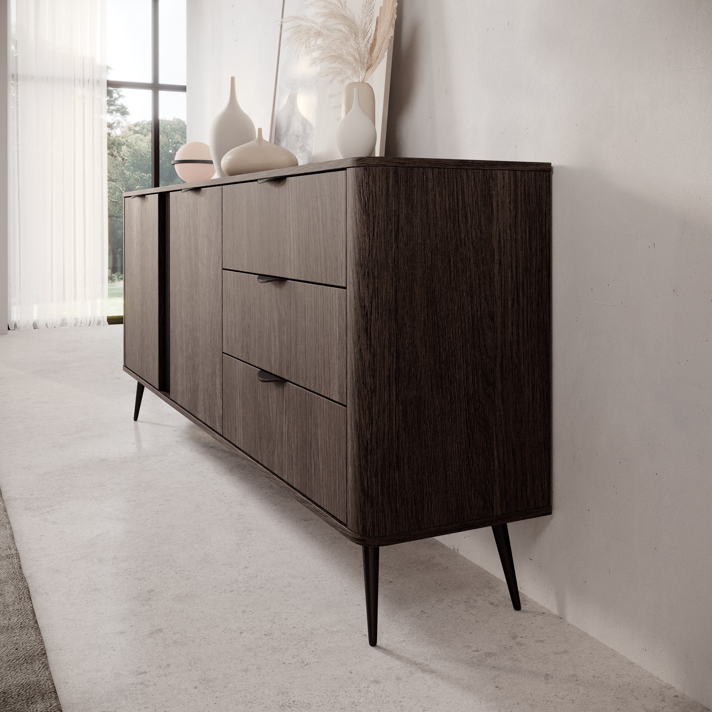 Victoria - Dressoir - Donker eiken - 195x38x81 cm
