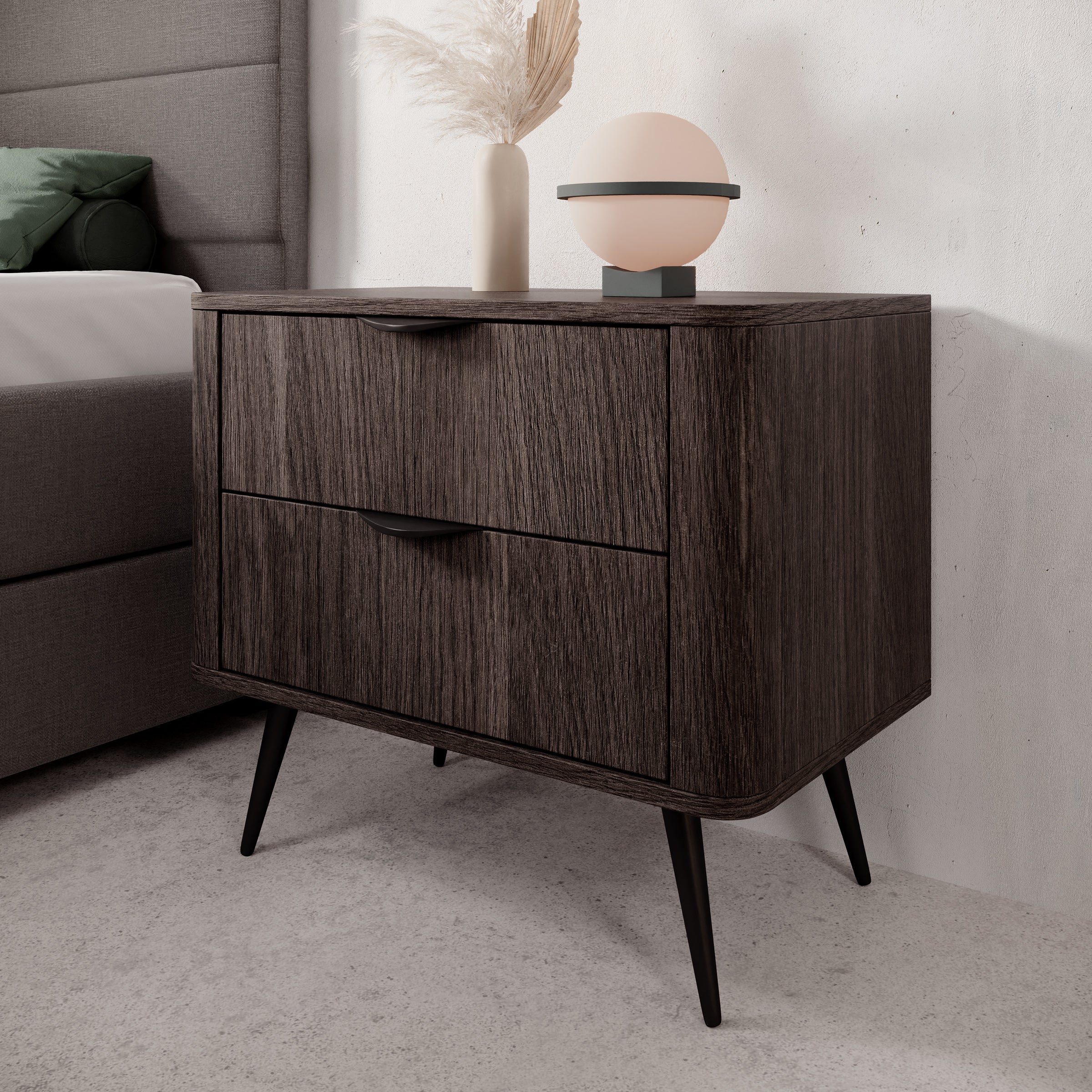 Victoria - Nachtkastje set van 2 - Donker eiken - 63x38x55 cm cm