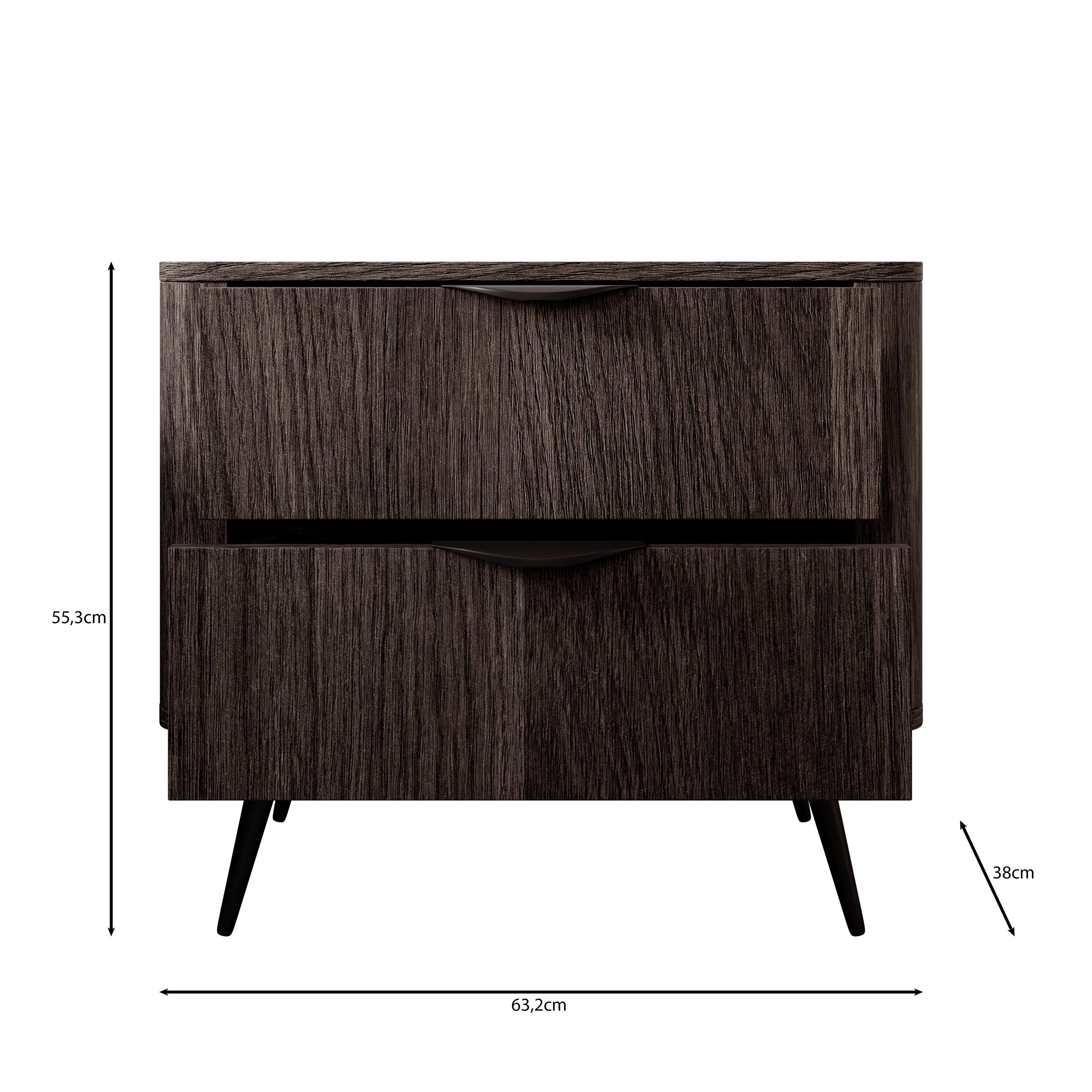 Victoria - Nachtkastje set van 2 - Donker eiken - 63x38x55 cm cm