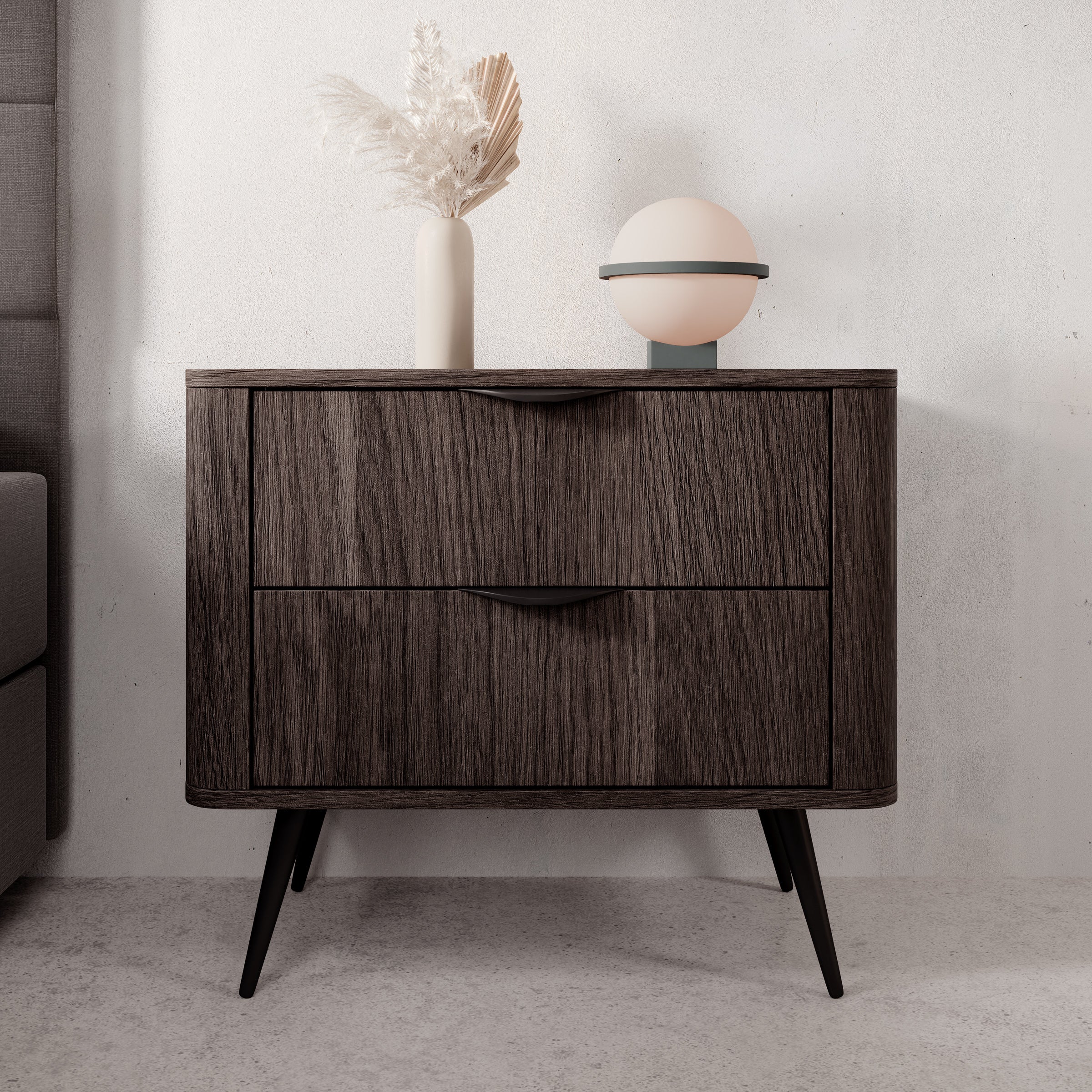 Victoria - Nachtkastje set van 2 - Donker eiken - 63x38x55 cm cm