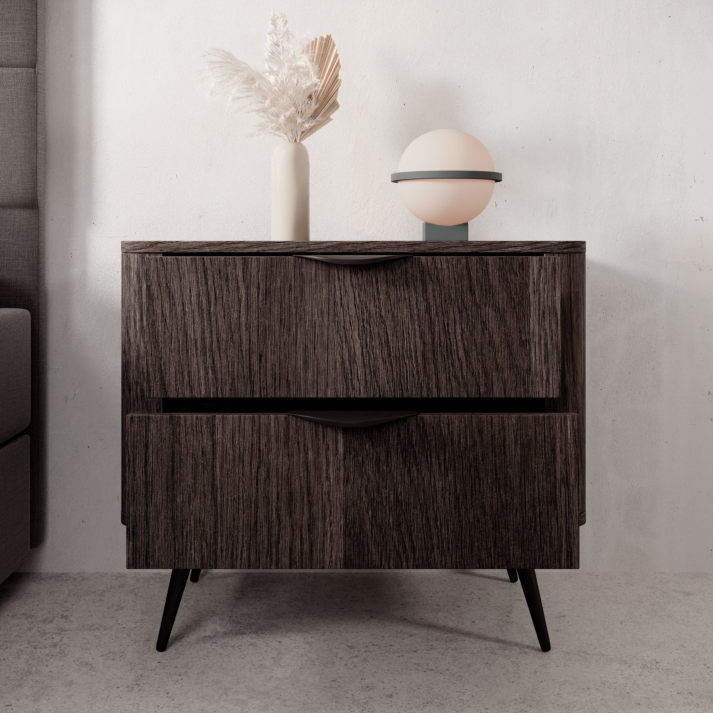 Victoria - Nachtkastje set van 2 - Donker eiken - 63x38x55 cm cm