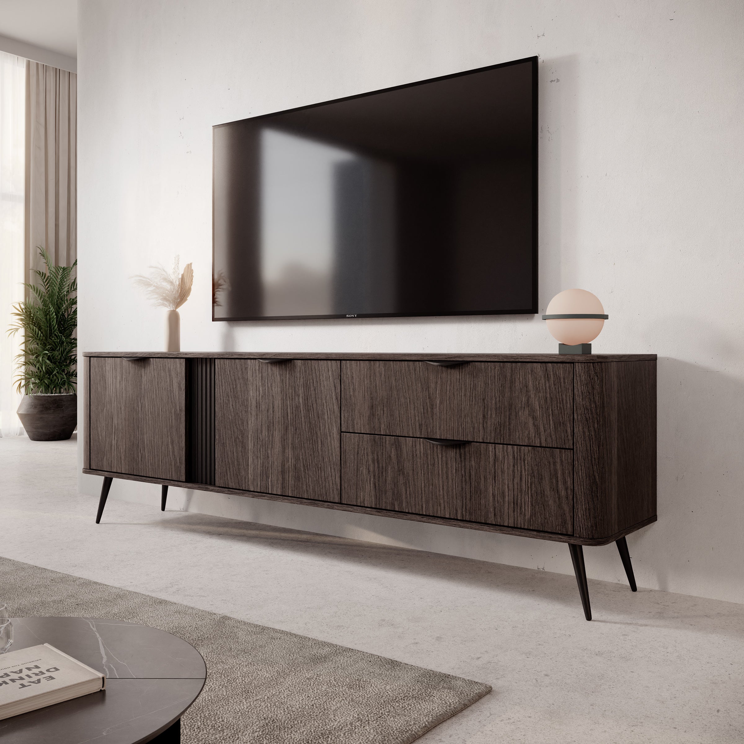 Victoria - TV-Meubel - Donker eiken - 195x38x61 cm