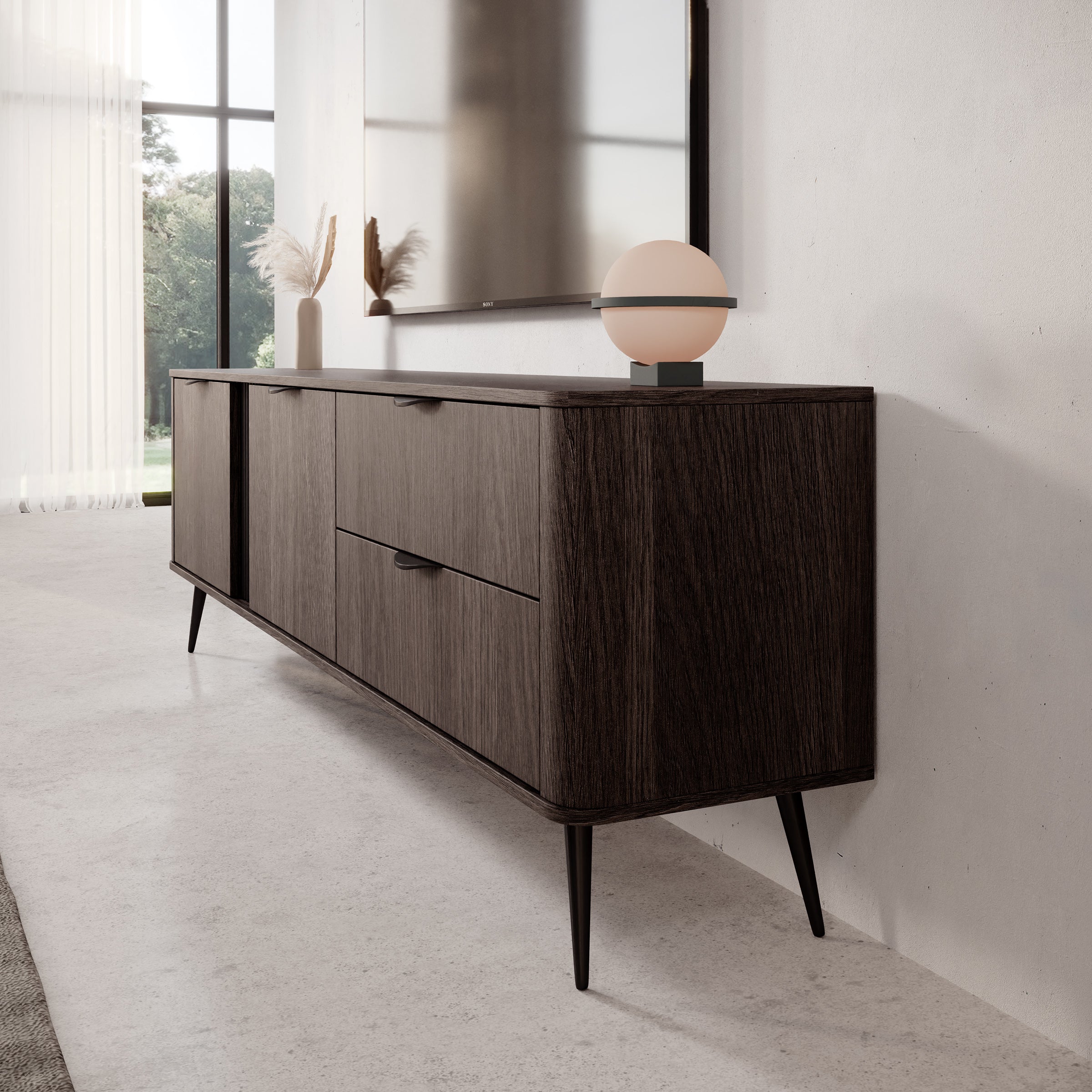 Victoria - TV-Meubel - Donker eiken - 195x38x61 cm