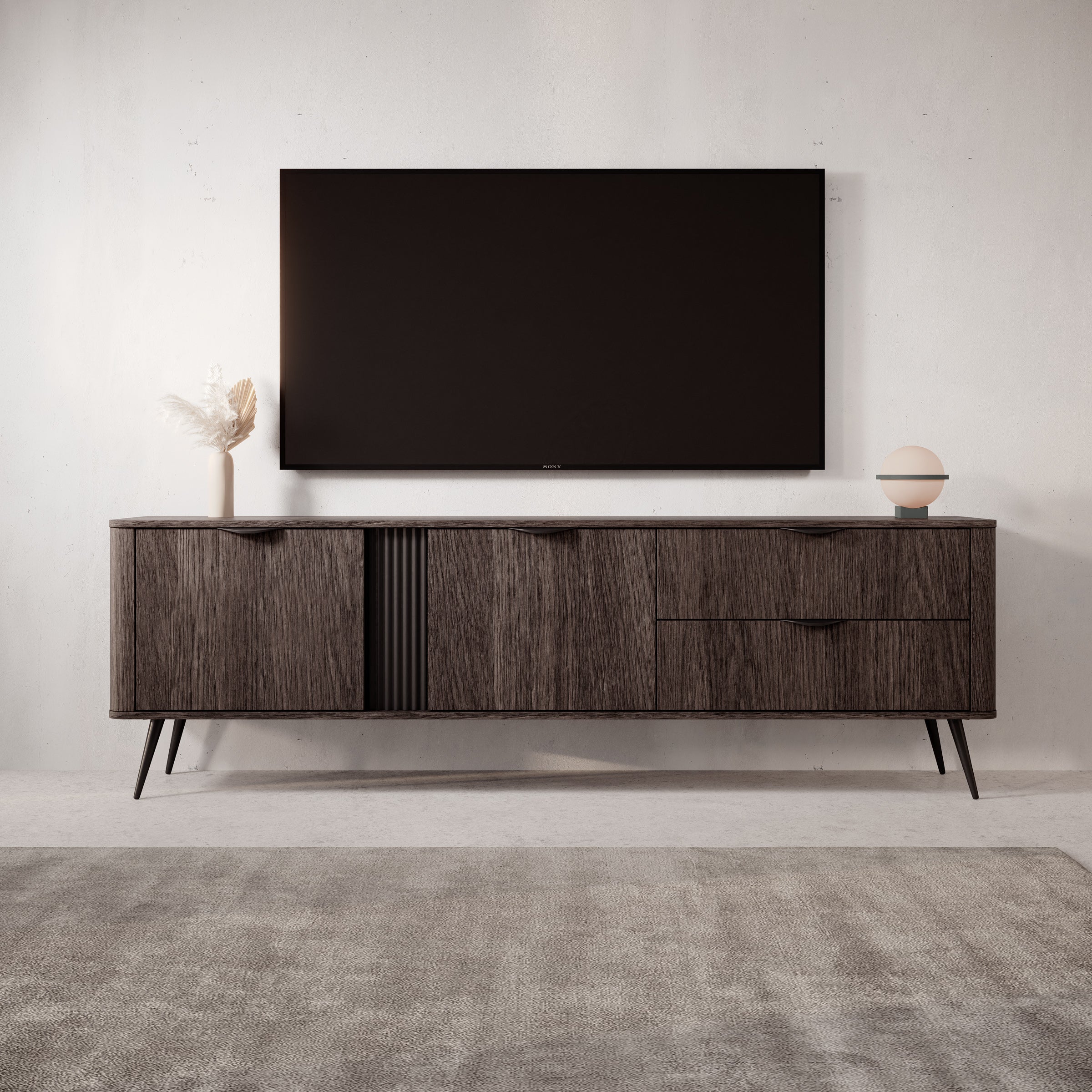 Victoria - TV-Meubel - Donker eiken - 195x38x61 cm