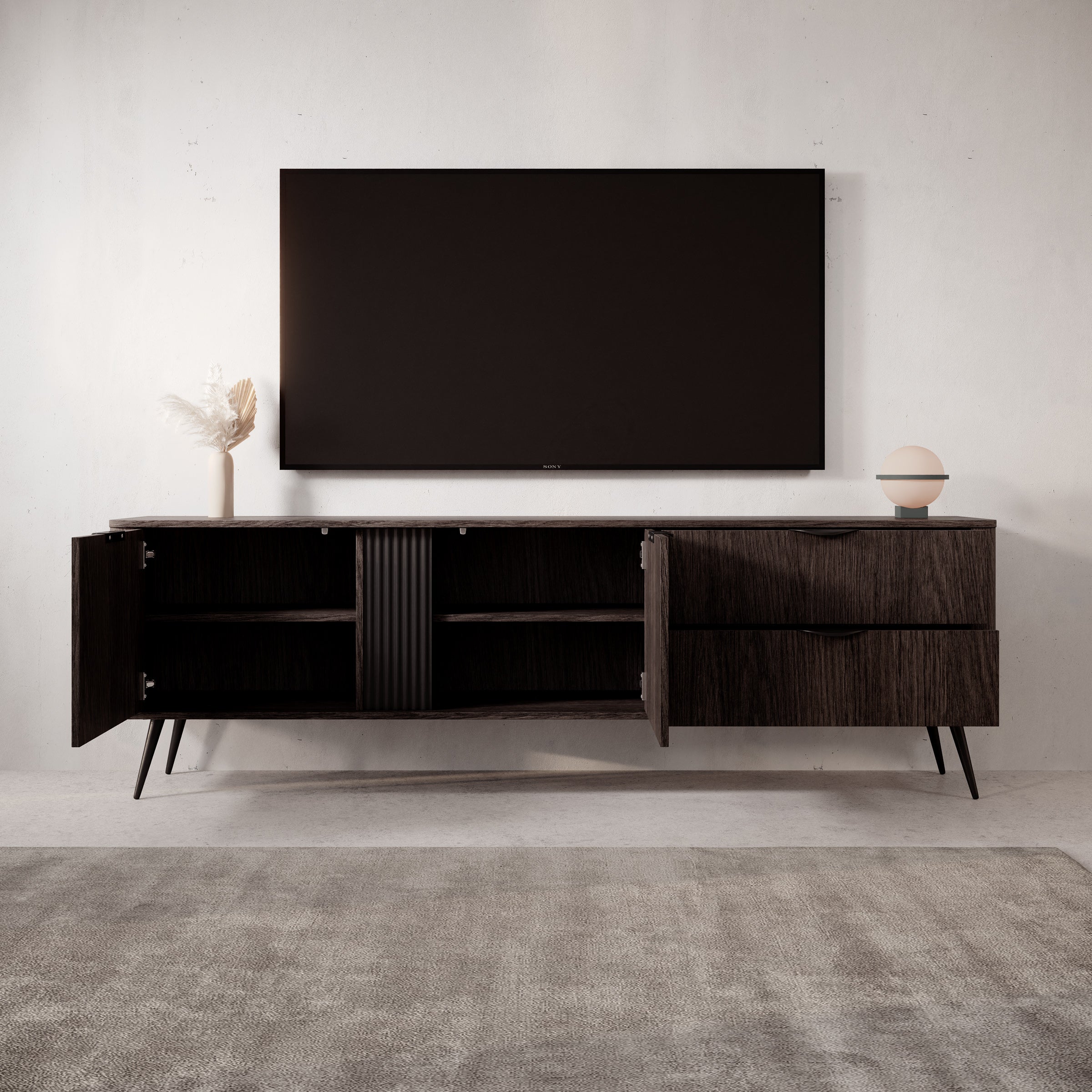 Victoria - TV-Meubel - Donker eiken - 195x38x61 cm