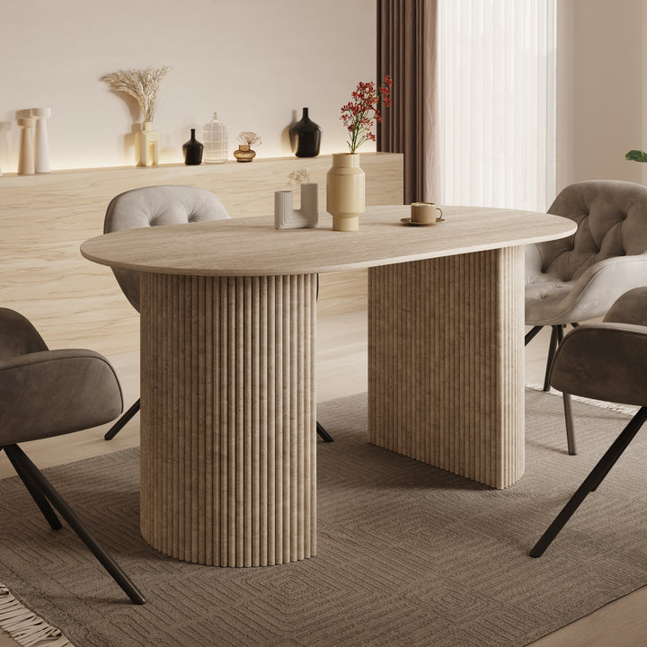 Viento - Eetkamertafel - Travertin - 160x90x76 cm