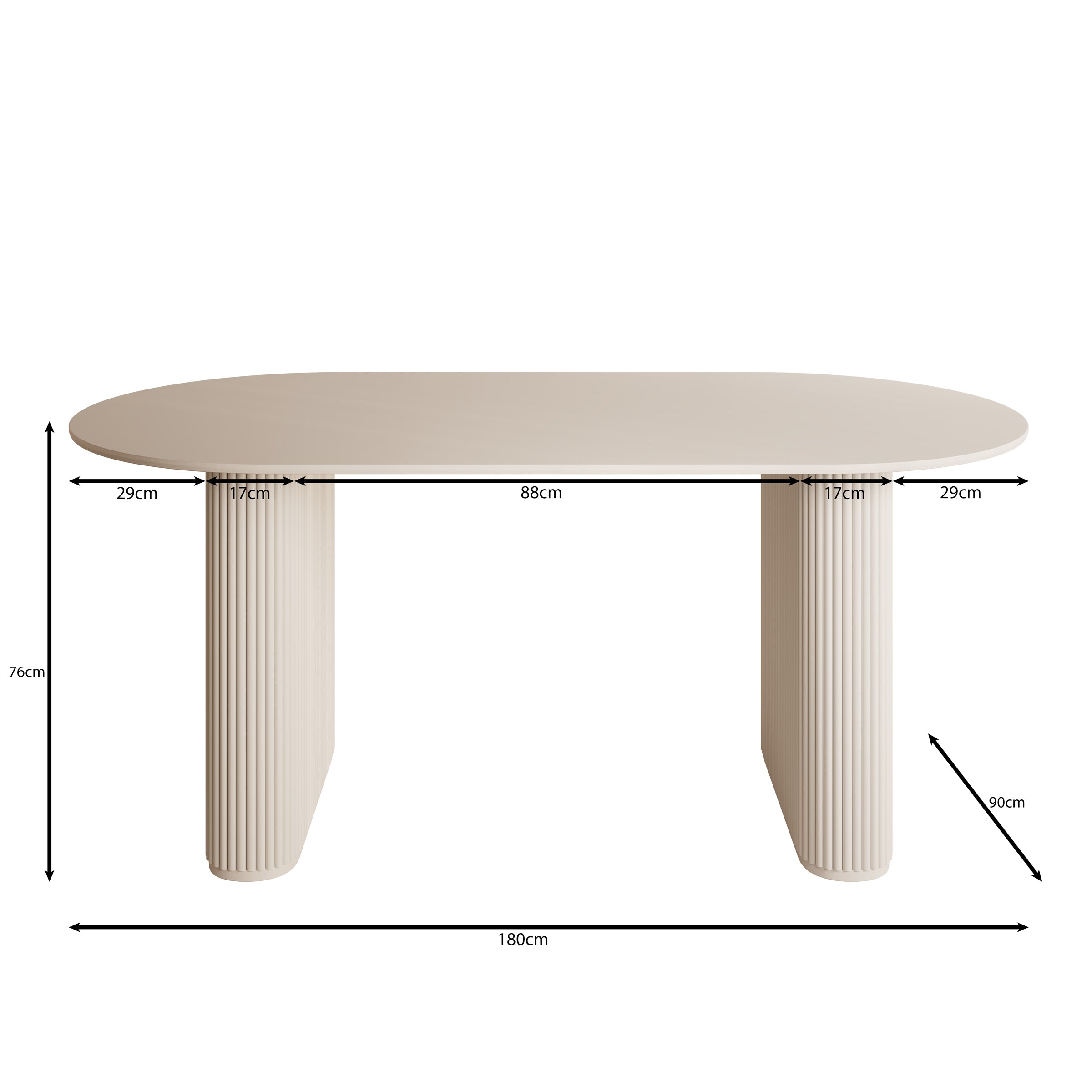 Viento - Eetkamertafel - Travertin - 180x90x76 cm