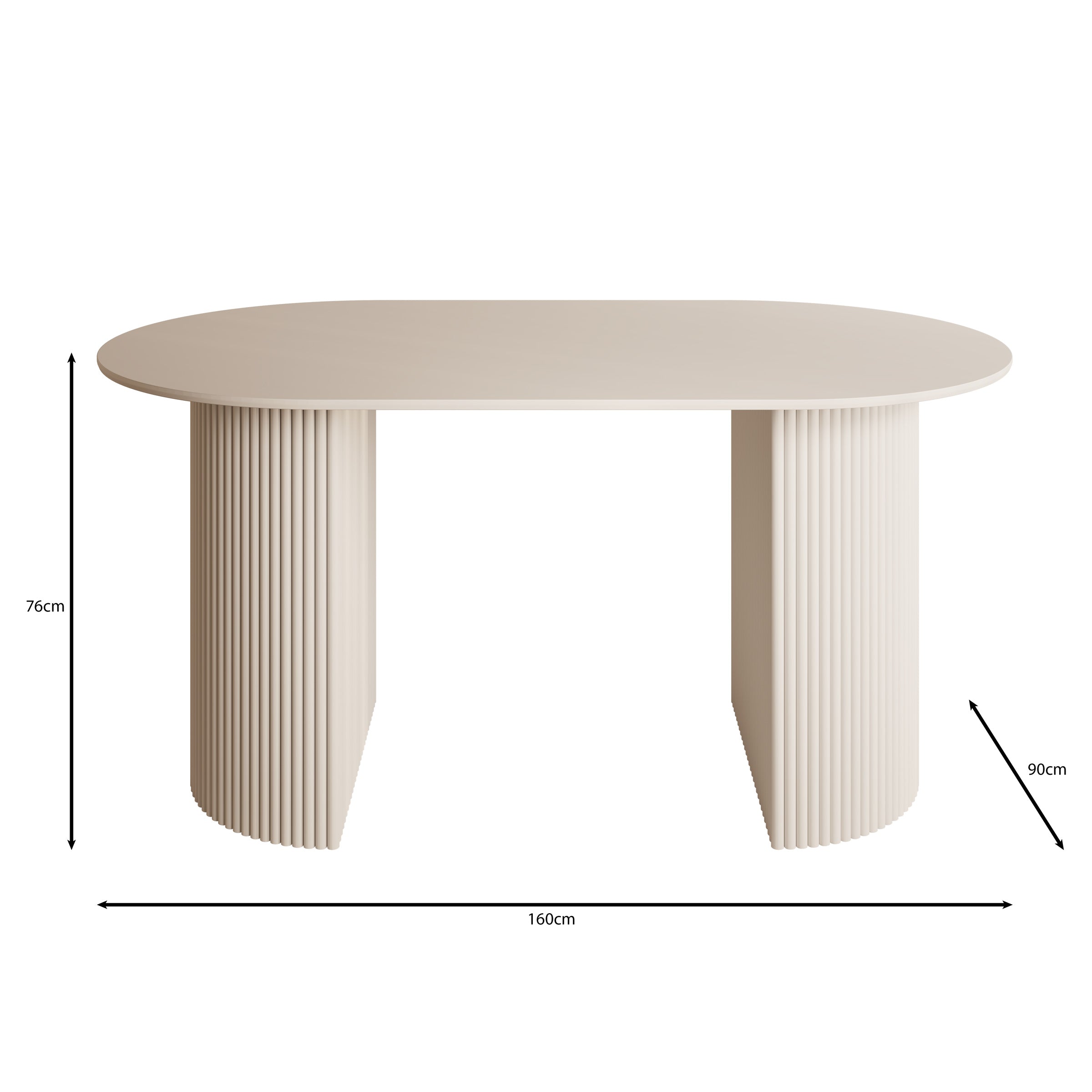 Viento - Eetkamertafel - Wit - 160x90x76 cm