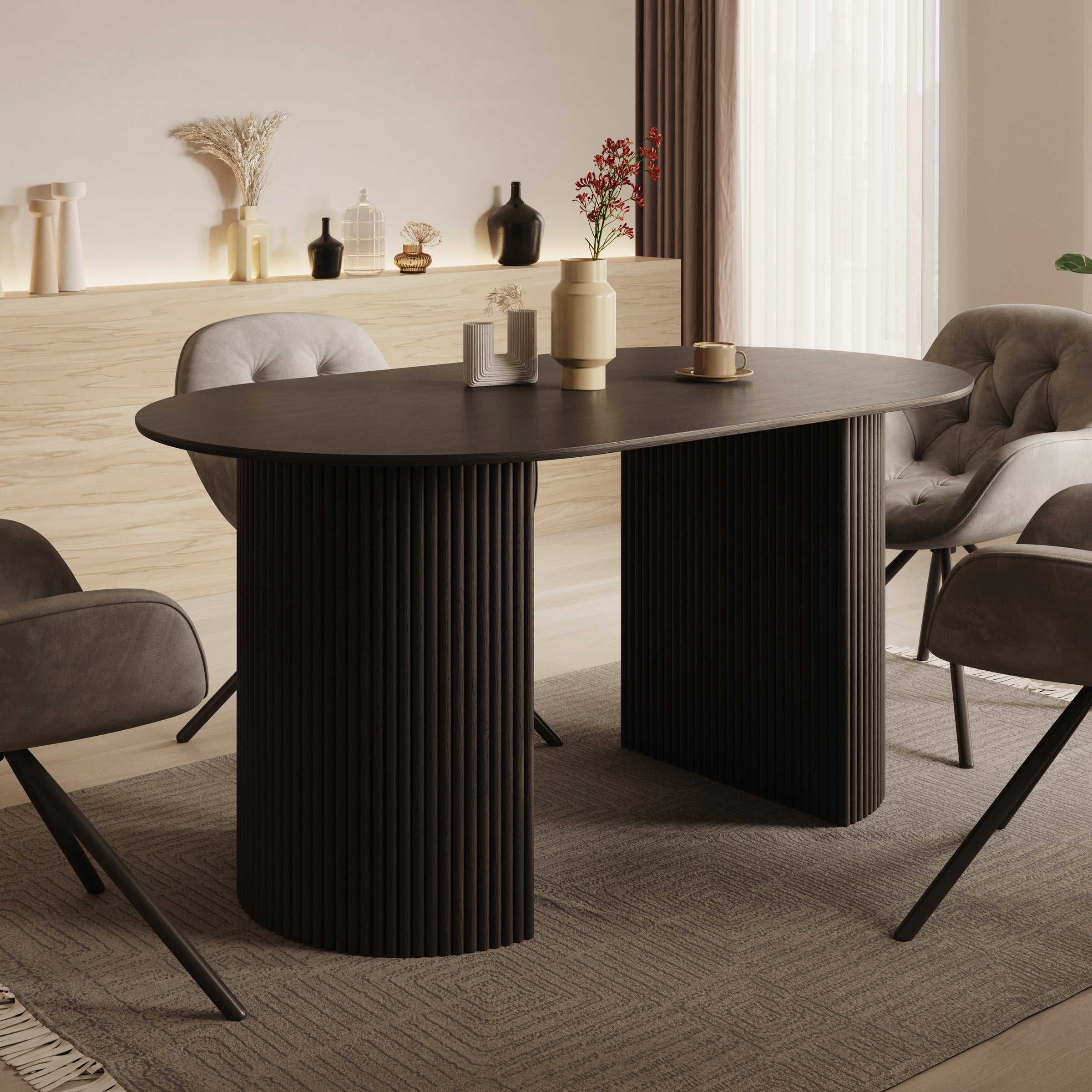 Viento - Eetkamertafel - Zwart - 160x90x76 cm