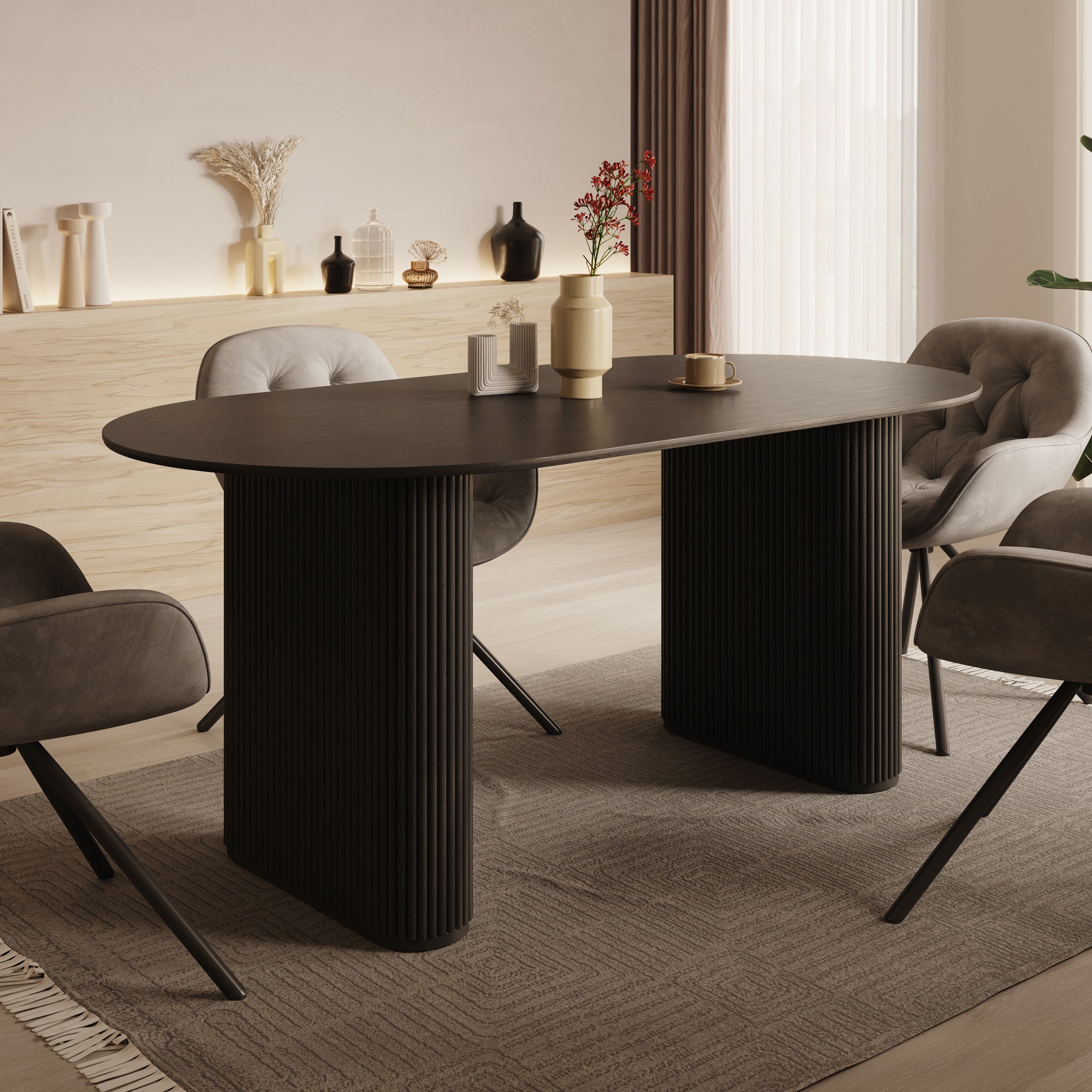 Viento - Eetkamertafel - Zwart - 180x90x76 cm