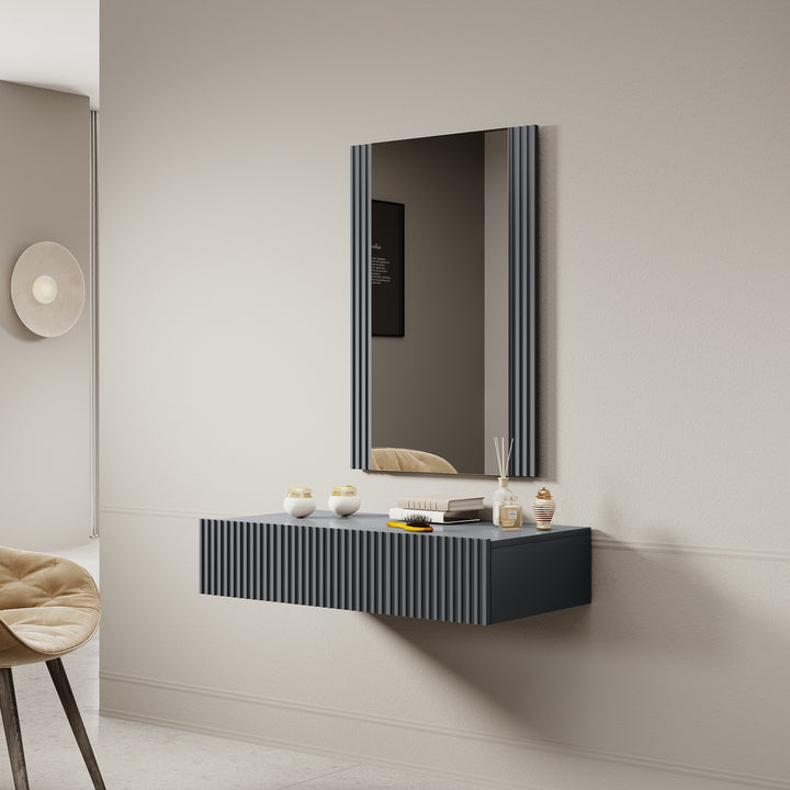 Vintar  - Kaptafel - Antraciet - 80x42 cm - Met spiegel