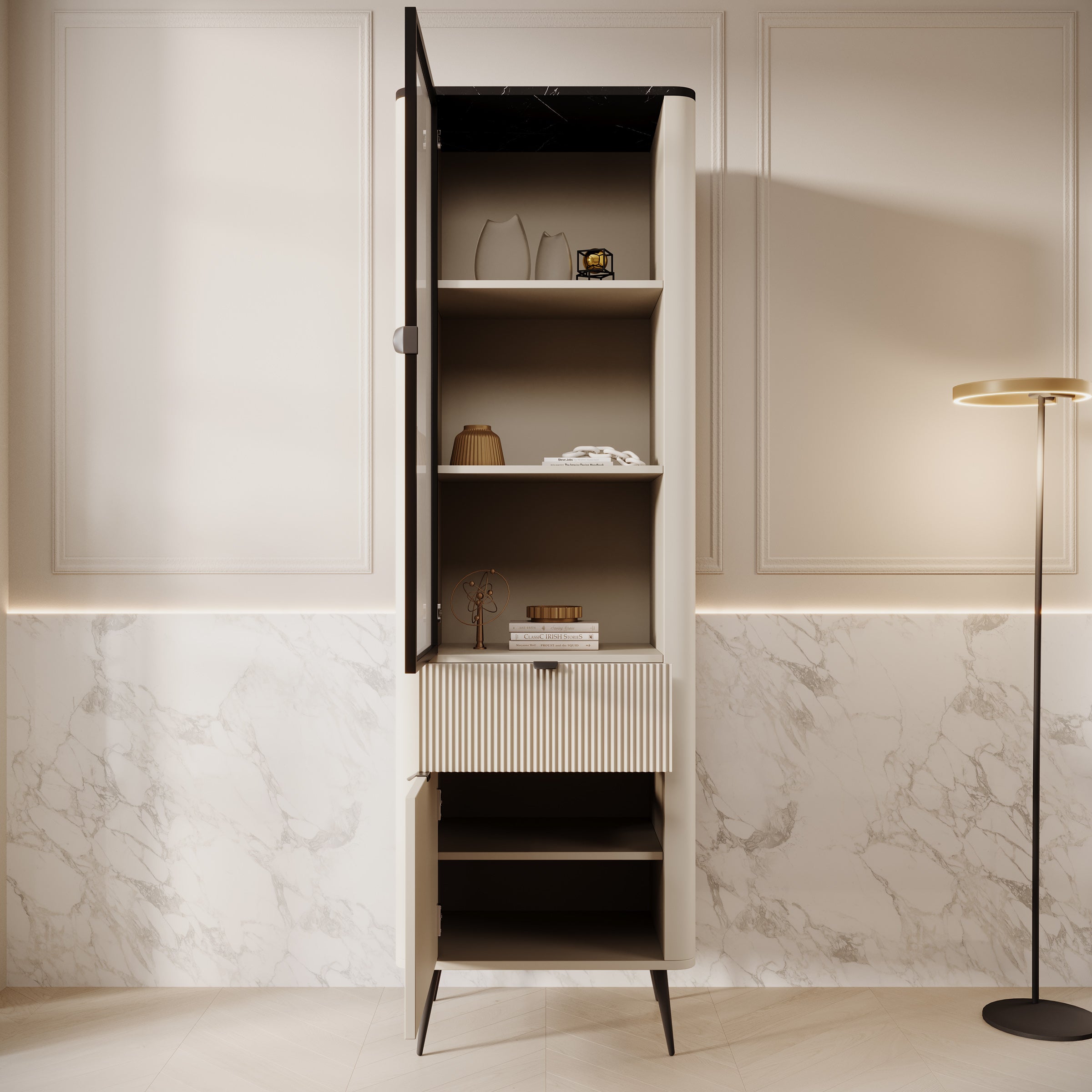 Mace - Vitrinekast - Beige