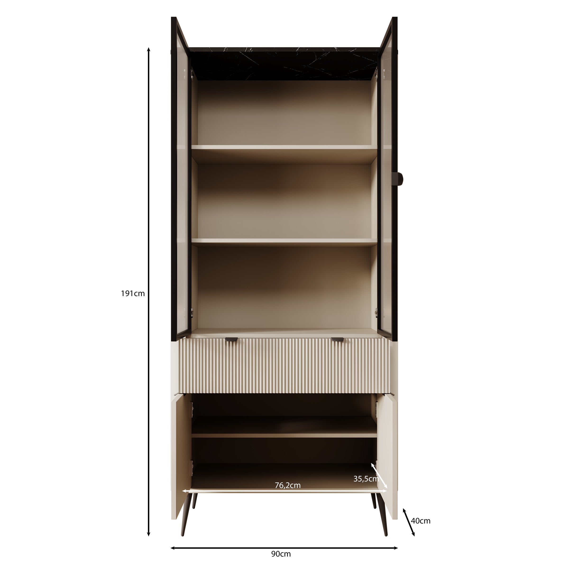 Mace - Vitrinekast - Beige