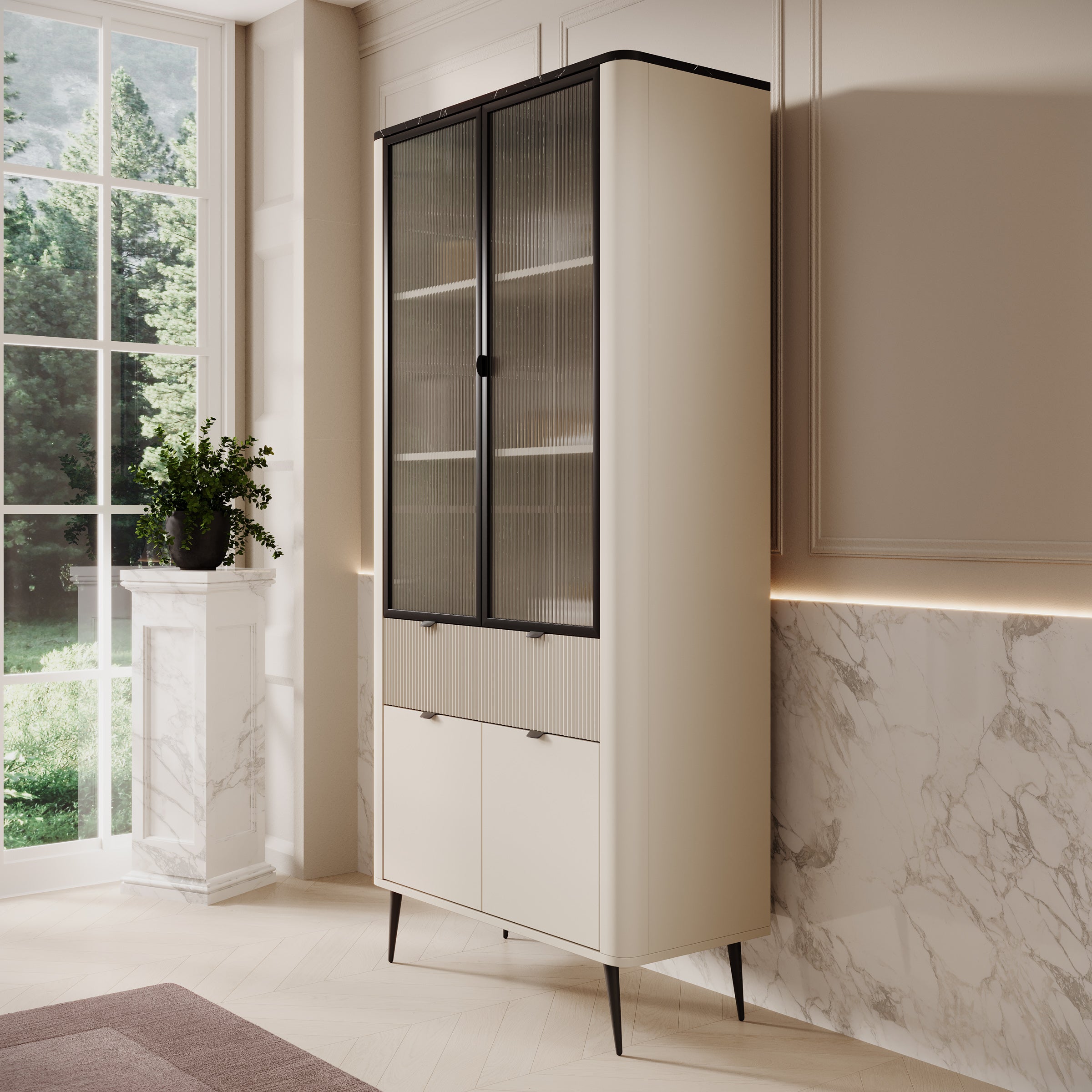 Mace - Vitrinekast - Beige