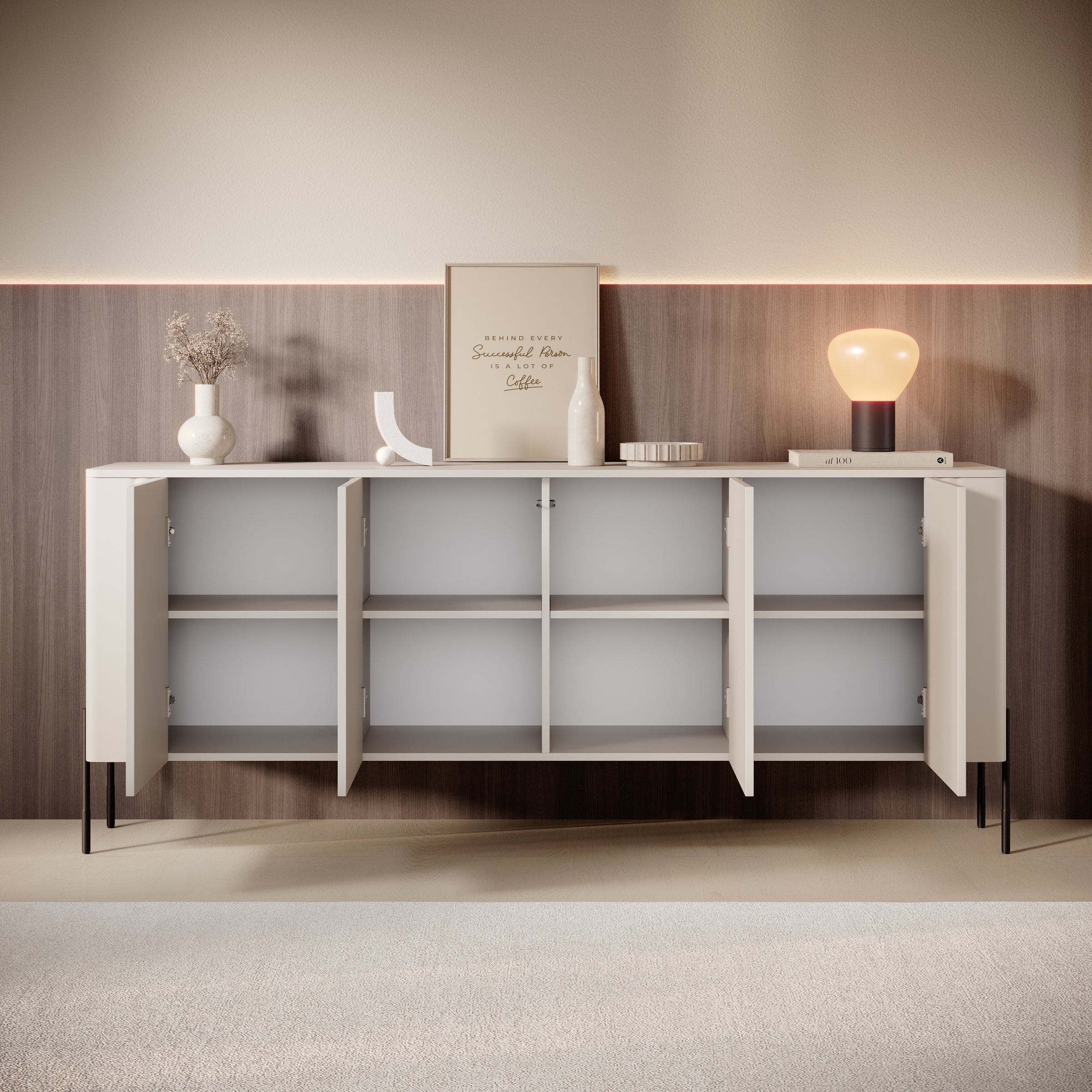 Vivi - Dressoir - Beige - 190x40x80 cm