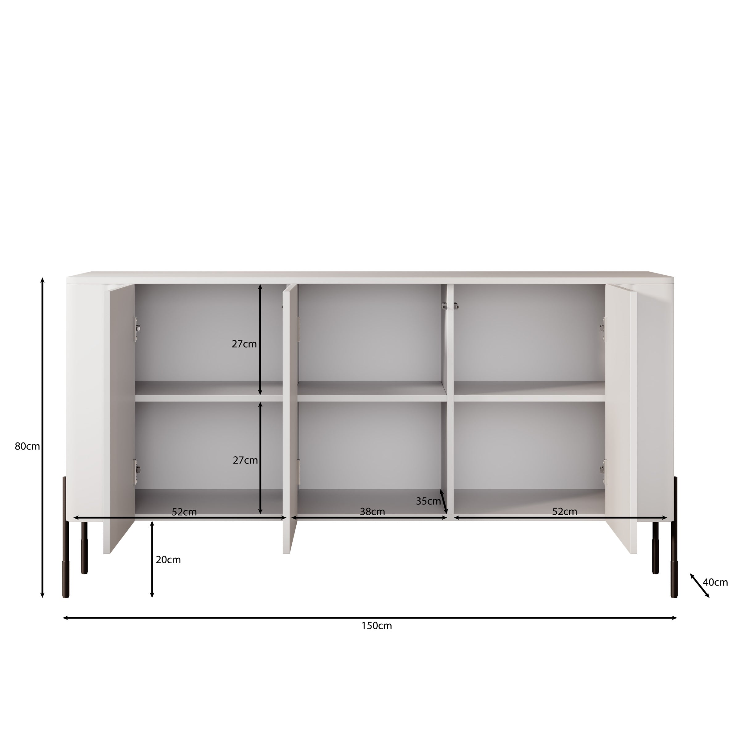 Vivi - Dressoir - Zwart - 150x40x80 cm