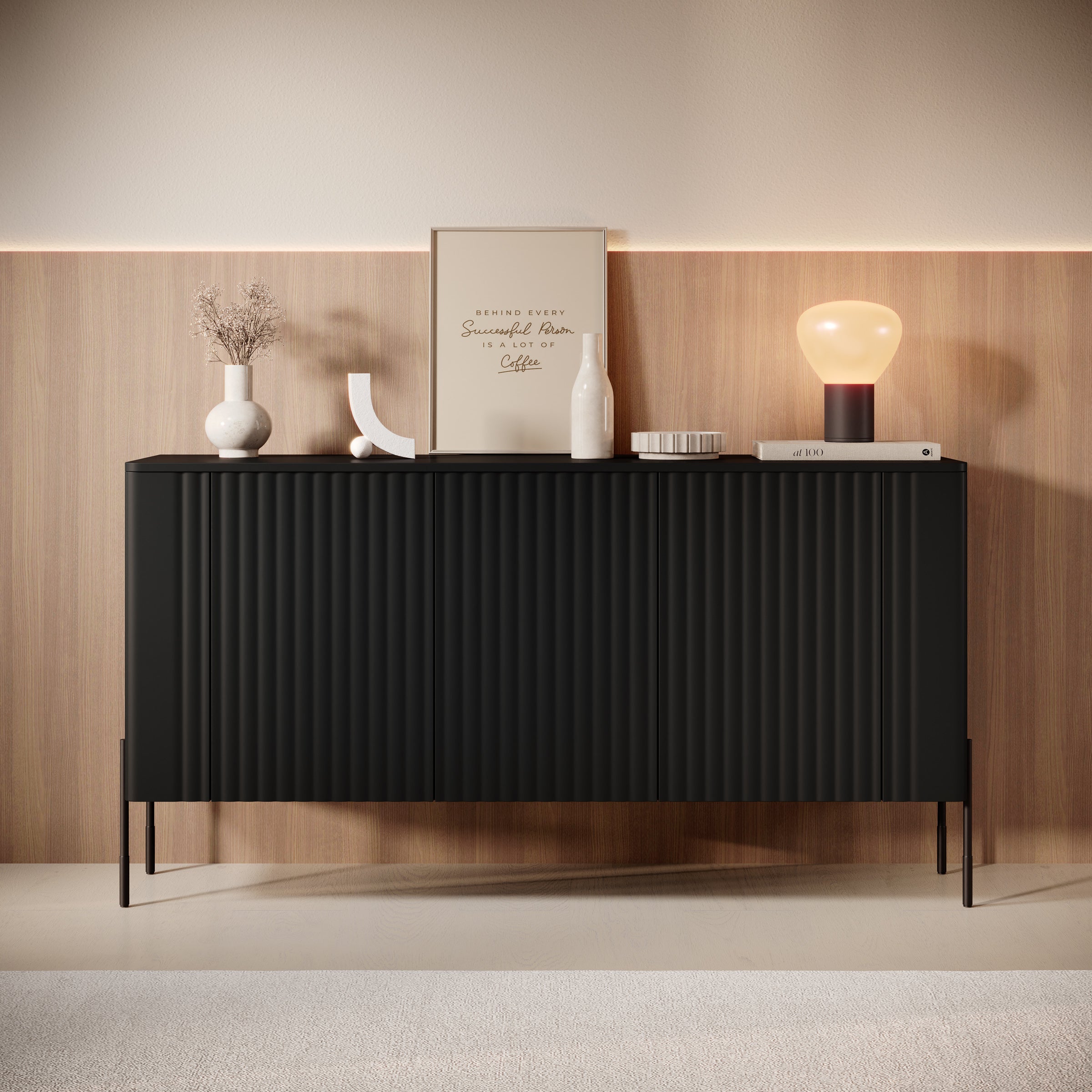 Vivi - Dressoir - Zwart - 150x40x80 cm
