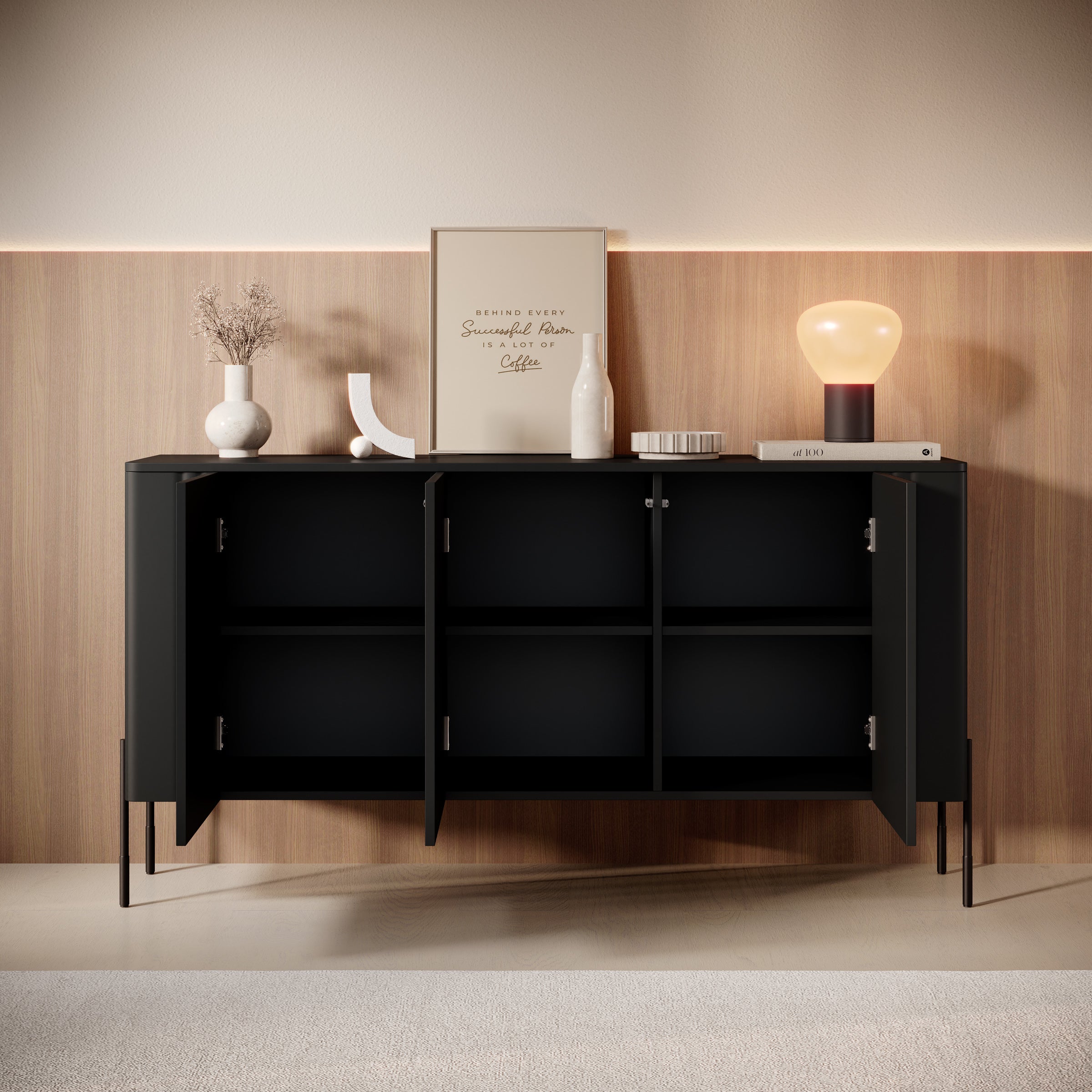 Vivi - Dressoir - Zwart - 150x40x80 cm