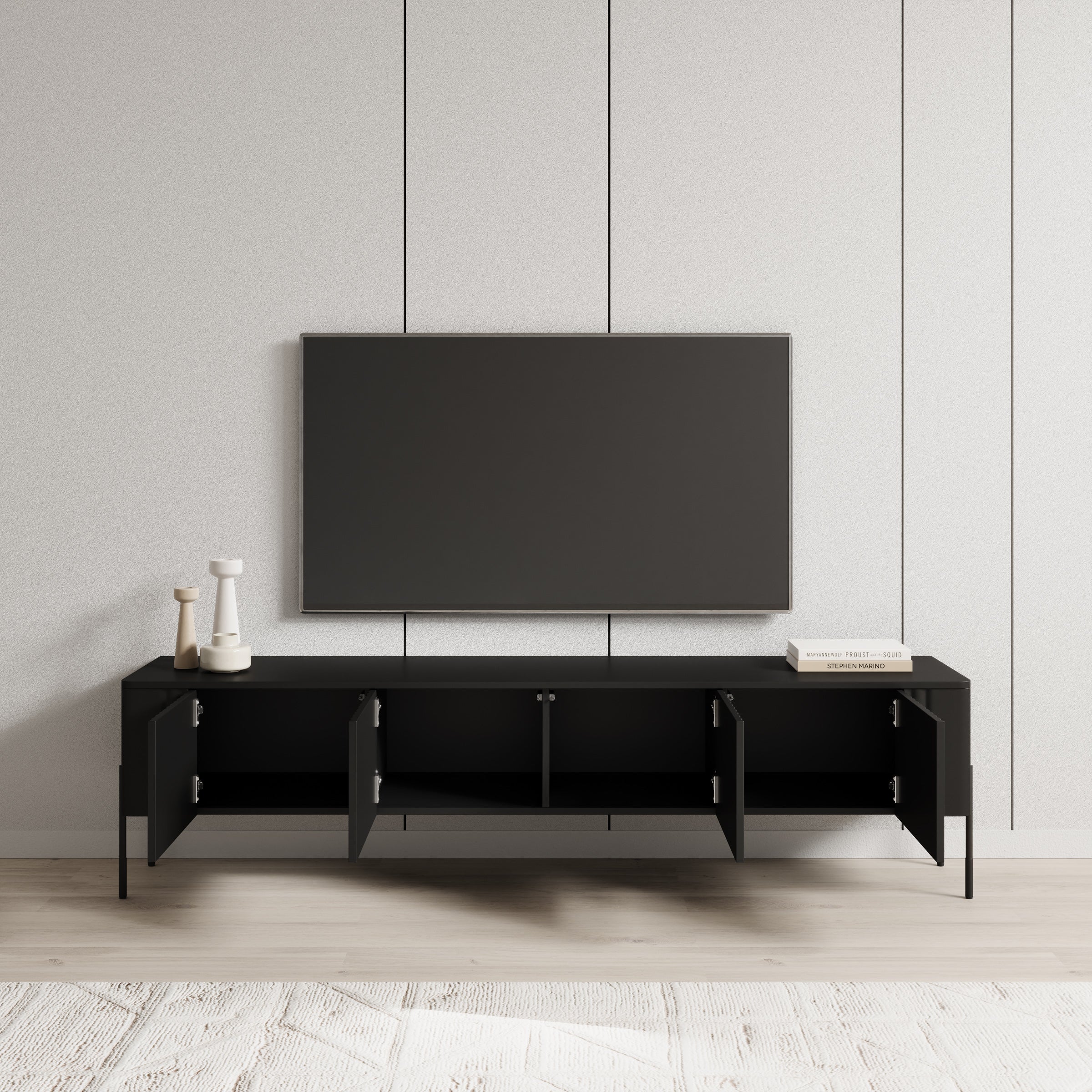 Vivi - TV-Meubel - Zwart - 190x40x50 cm