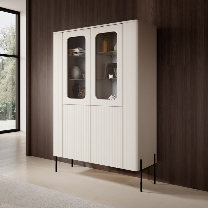 Vivi - Vitrinekast - Beige - 110x40x160 cm