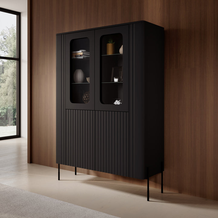 Vivi - Vitrinekast - Zwart - 110x40x160 cm