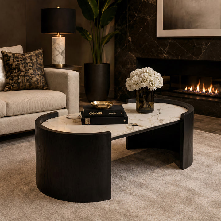Volta - Salontafel - Keramiek met marmerlook - 120x60x44 cm
