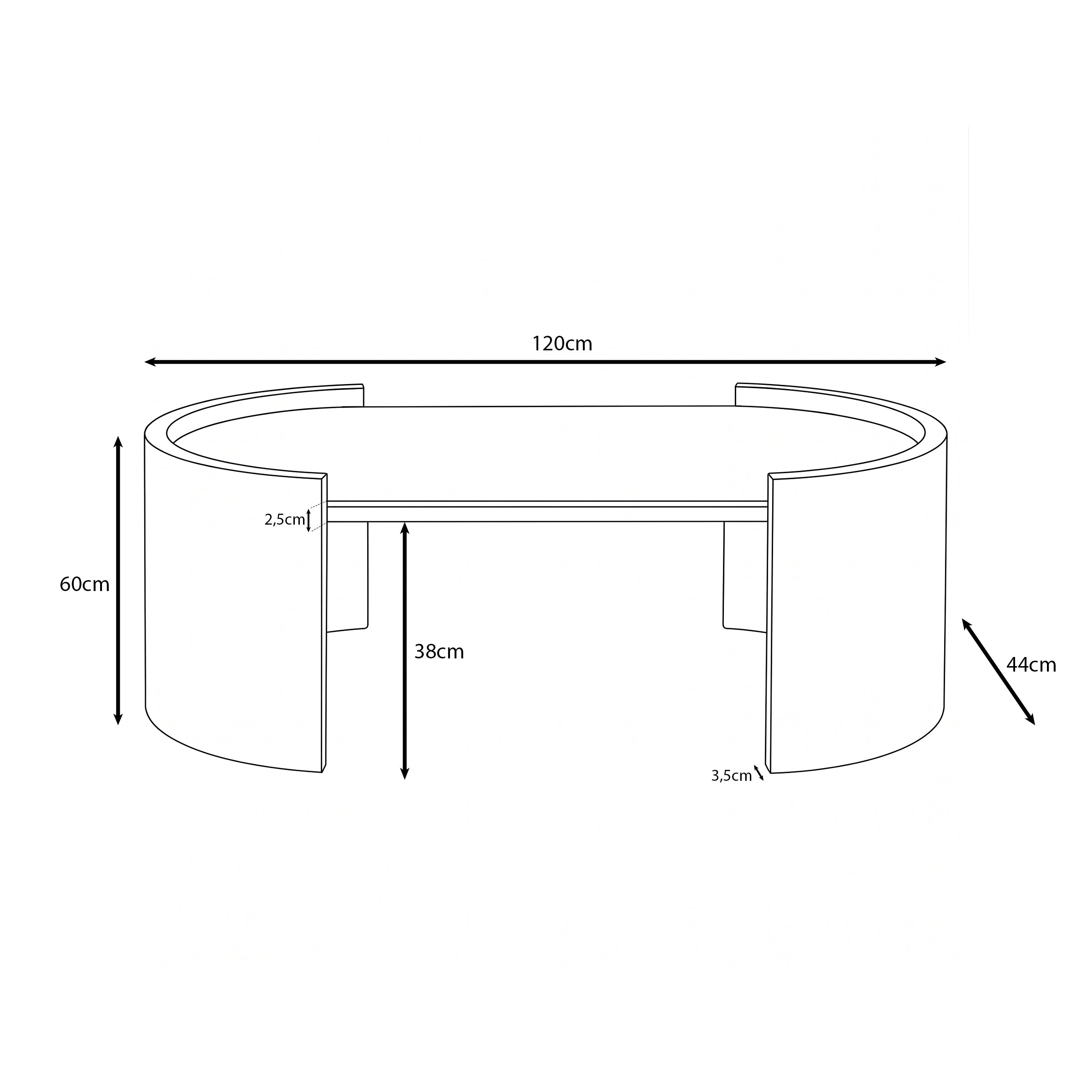 Volta - Salontafel - Keramiek met marmerlook - 120x60x44 cm